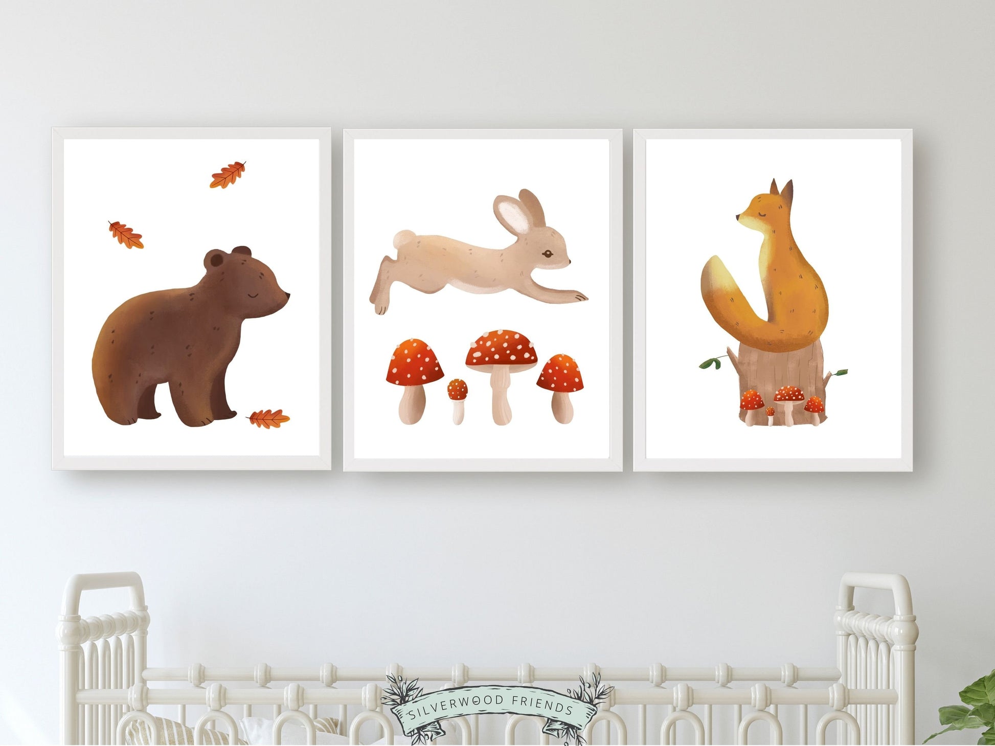 Woodland Mushroom Nursery Print Gift For Kids Woodland Mushroom Nursery Decor, Boho Kids Room Wall Decor Nature Nursery Theme Digital Prints