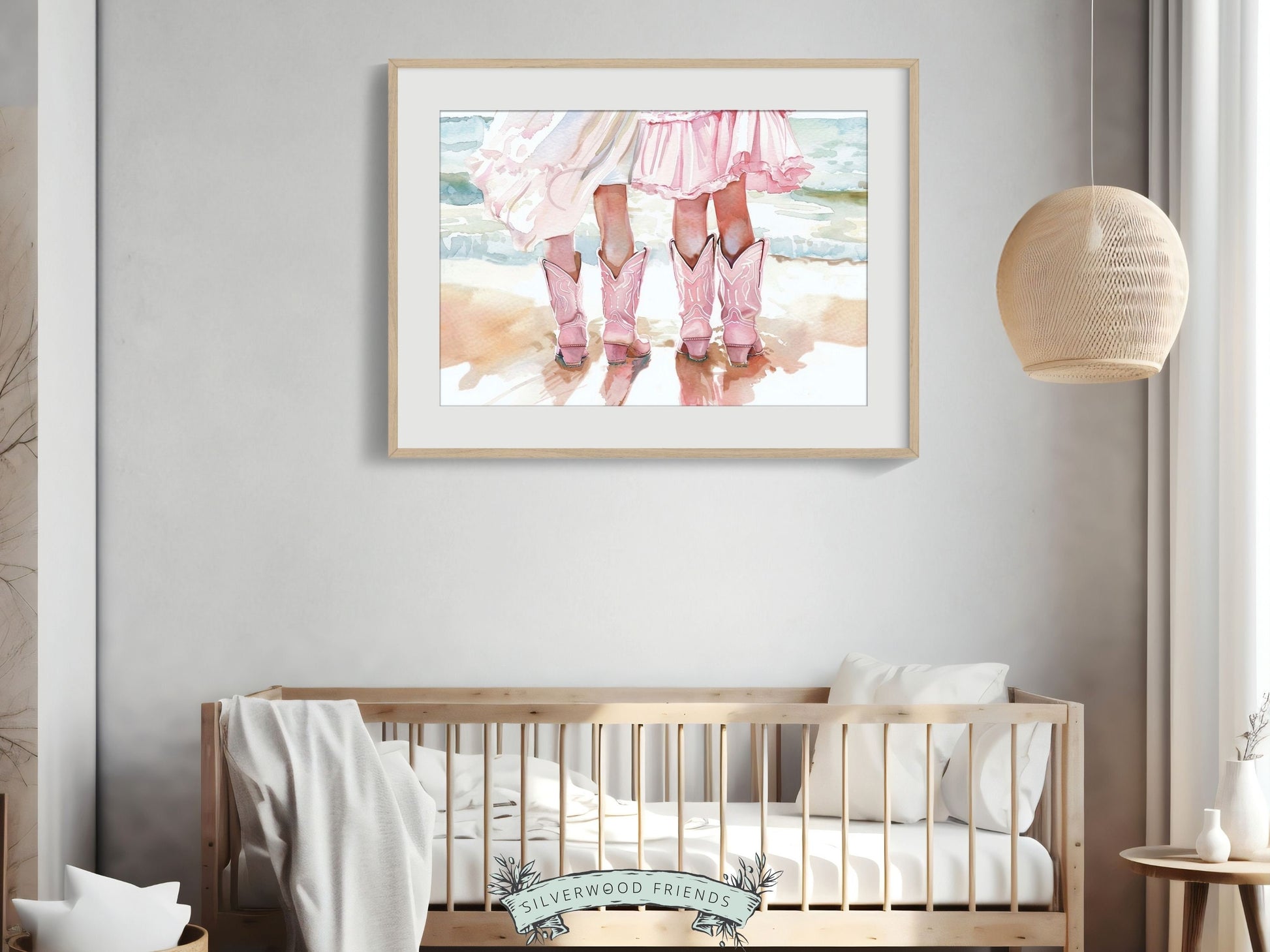 Coastal Cowgirl Nursery Print, Baby Girl Cowgirl Western Nursery Decor, Trendy Pink Cowgirl Boots Print,Girly Tween Room Decor Digital Print