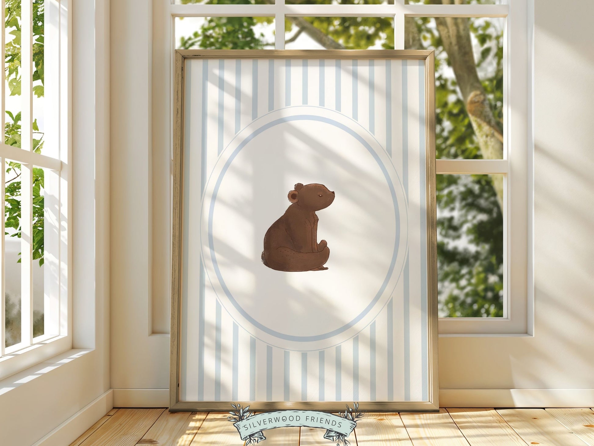 Bear Nursery Prints, Brown Bear Neutral Nursery Decor, Teddy Bear Chinoiserie Nursery Wall Art, Woodland Bear Nursery Poster Digital Prints