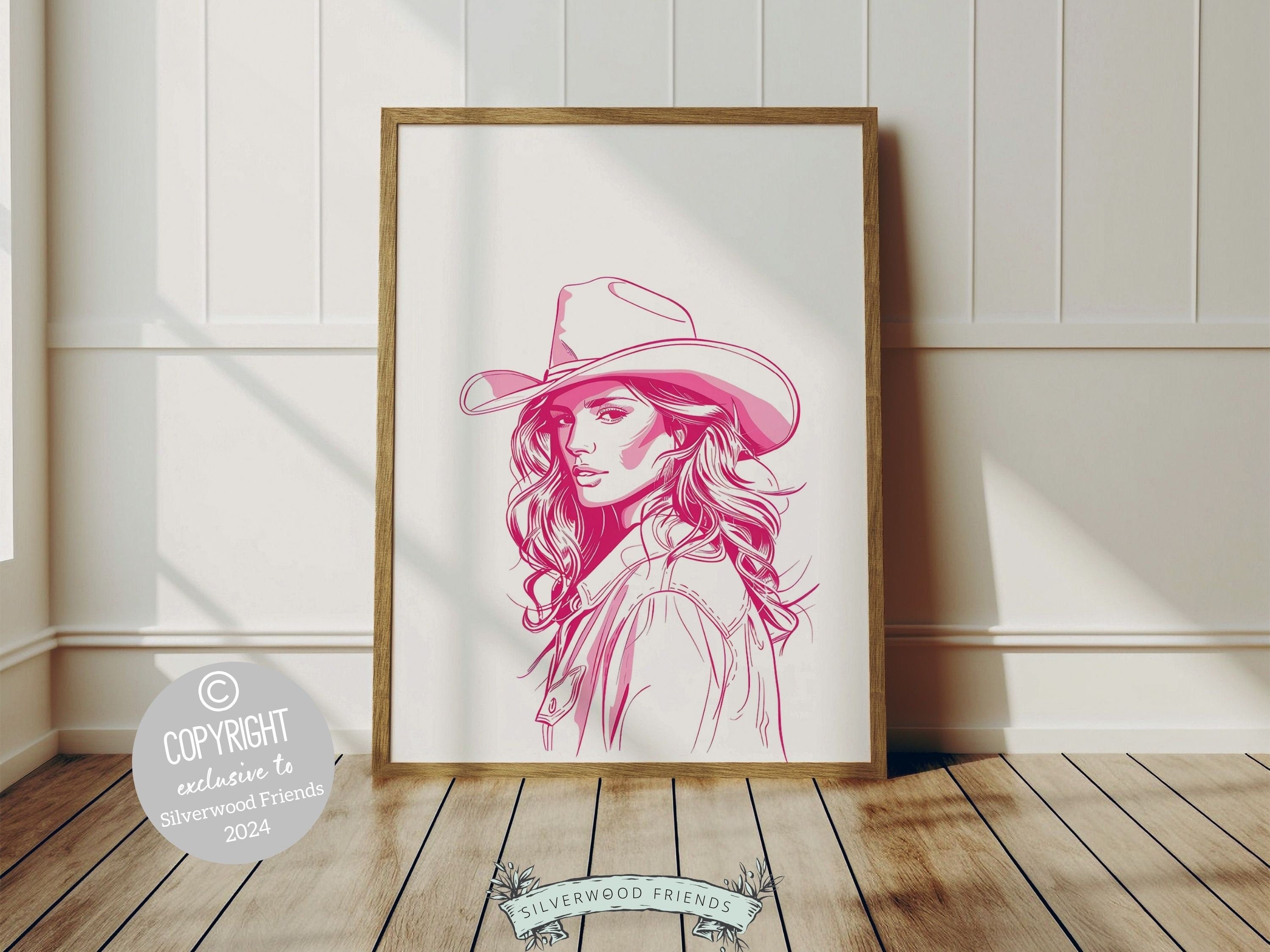 retro cowgirl art prints - set of 3 - digital download... Pink Cowgirl Western Print - 003 – Silverwood Friends