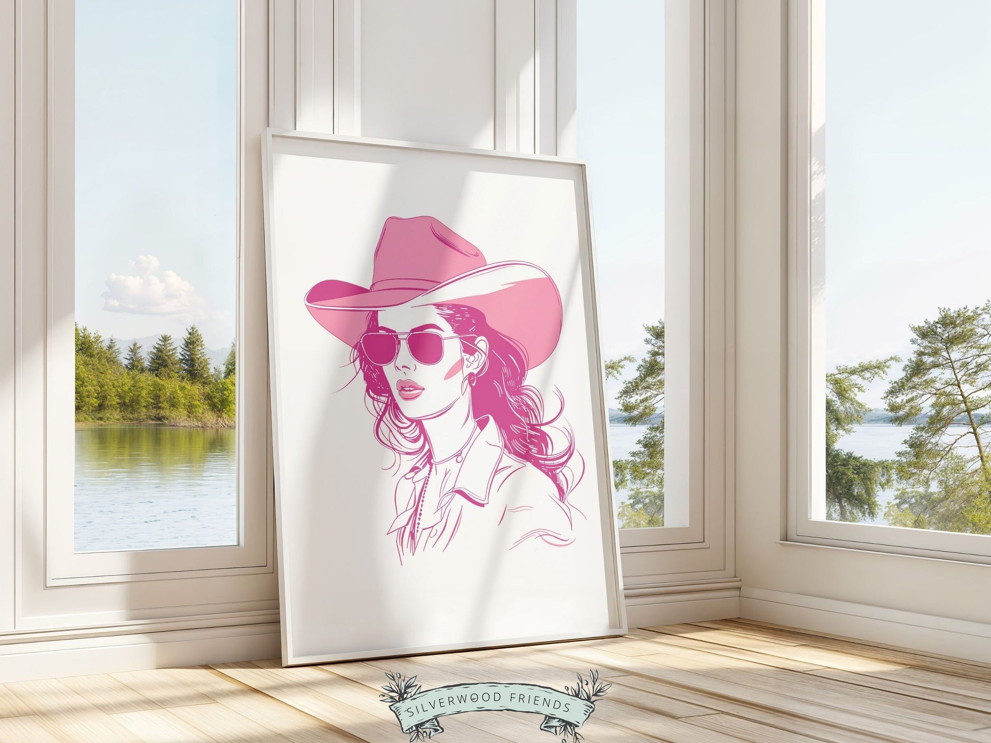 Pink Cowgirl Print, Minimalist Western Wall Art Print, Cowgirl Wall Art, Pink Western Wall Decor, Preppy Dorm Room Wall Decor Digital Print