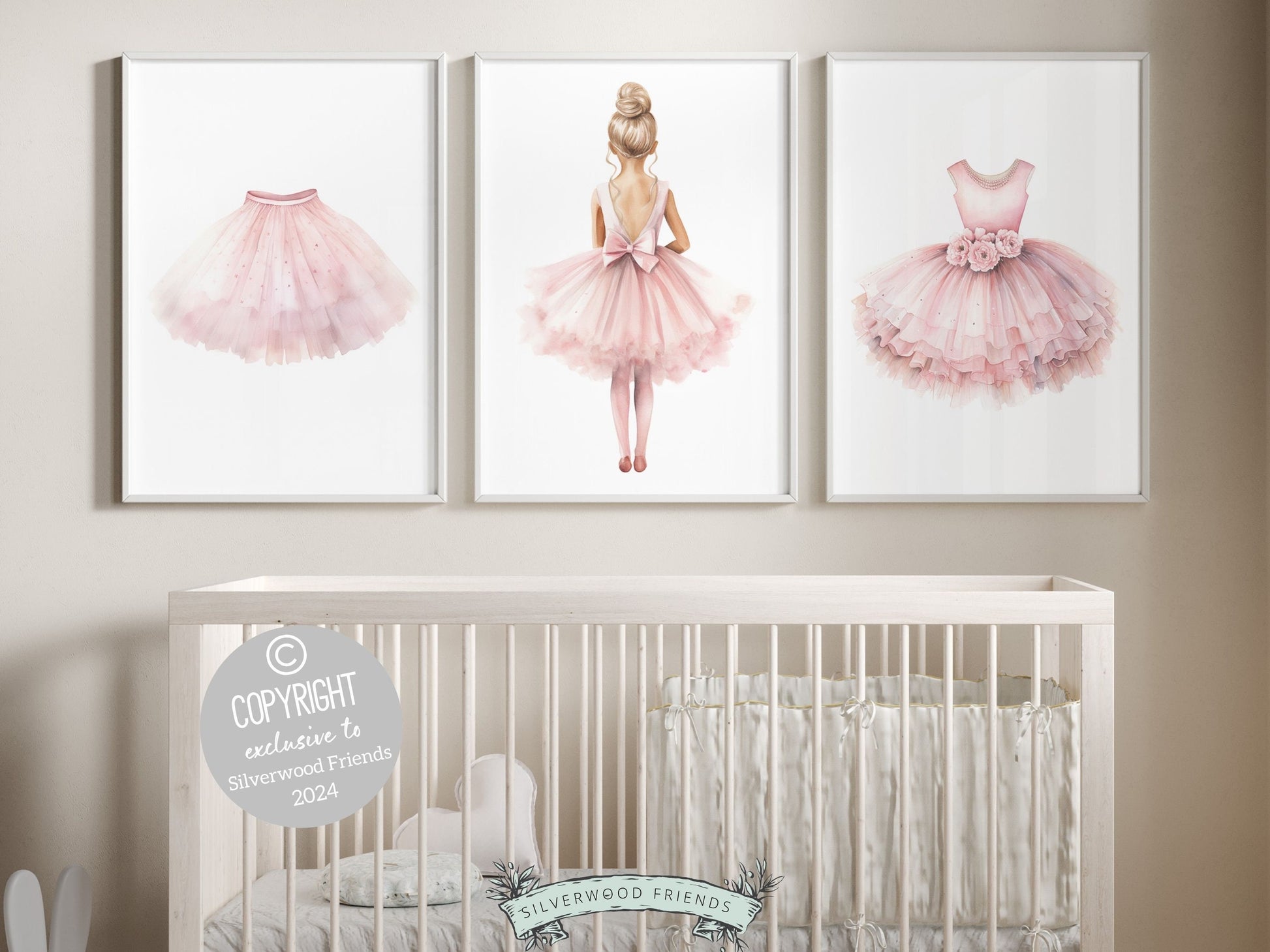 Set of 3 Ballet Nursery Prints, featuring a blond ballerina, tutu and ballet dress. Perfect for your ballet nursery decor or dance inspired bedroom, these prints inspire imagination and foster a love for ballet.