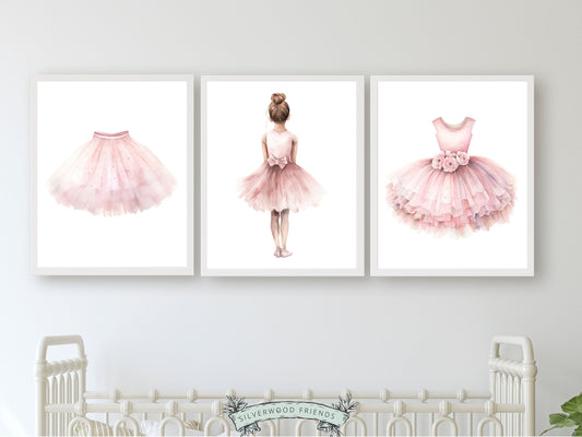 Ballet Nursery Wall Art, Ballerina Nursery Decor, Baby Girls Pink Ballet Nursery Prints, Pink Girl's Room Ballet Dancer Decor Digital Print