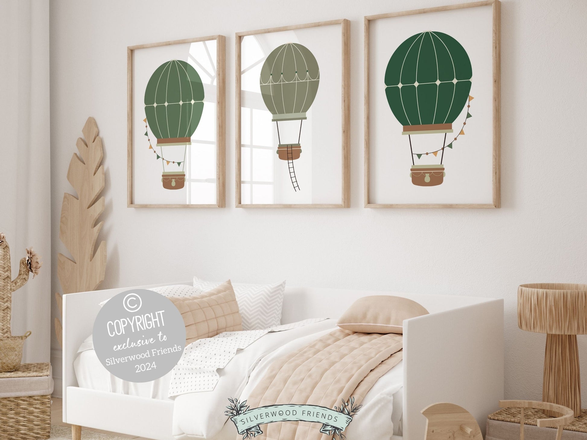 Green Hot Air Balloon Nursery Prints, Boys Green Adventure Nursery Decor, Toddler Boys Transport Adventure Room Wall Decor Digital Prints