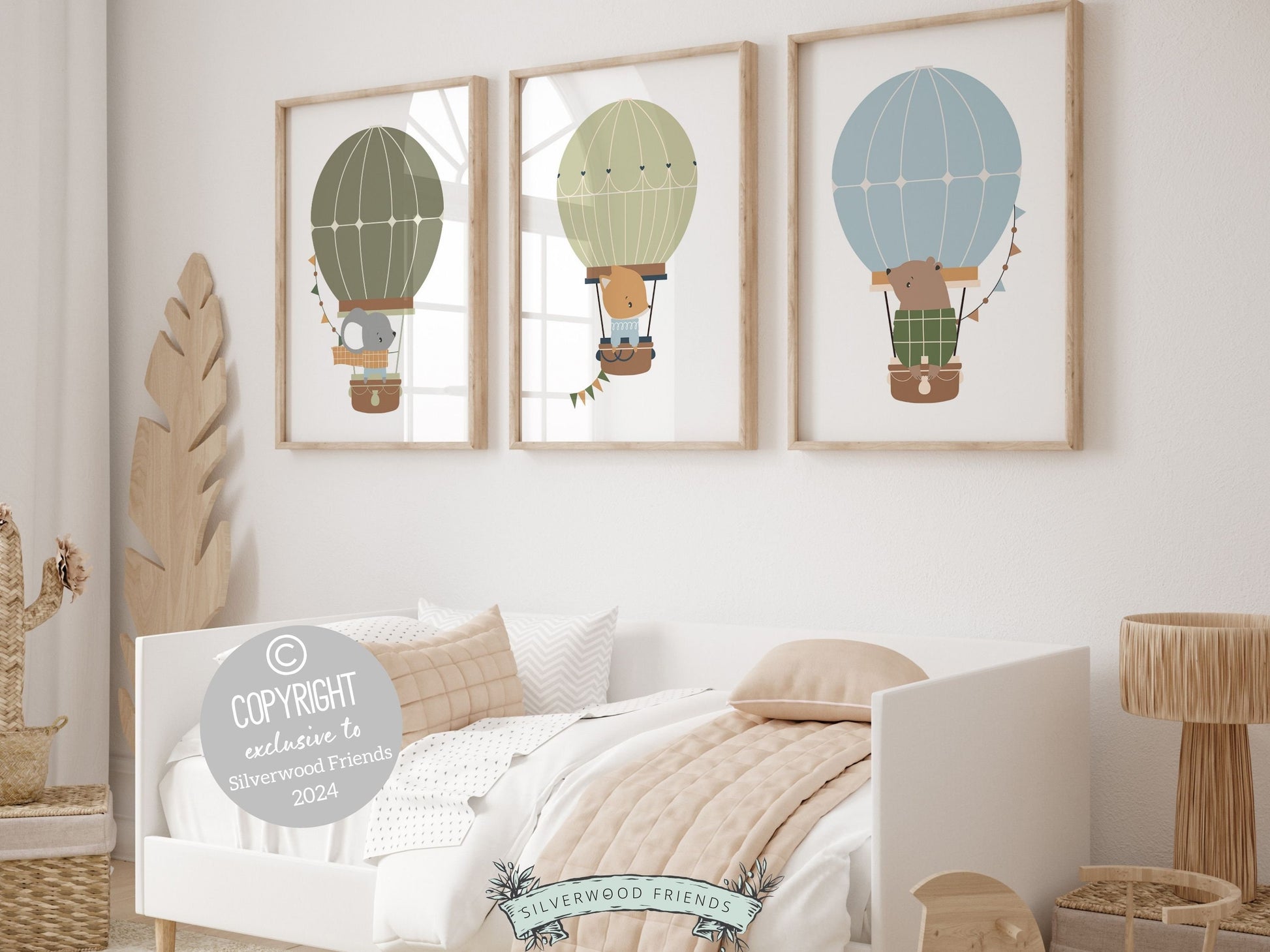 Hot Air Balloon Nursery Prints, Kids Woodland Animal Nursery Decor, Transport Nursery Wall Art, Boys Adventure Room Wall Decor Digital Print