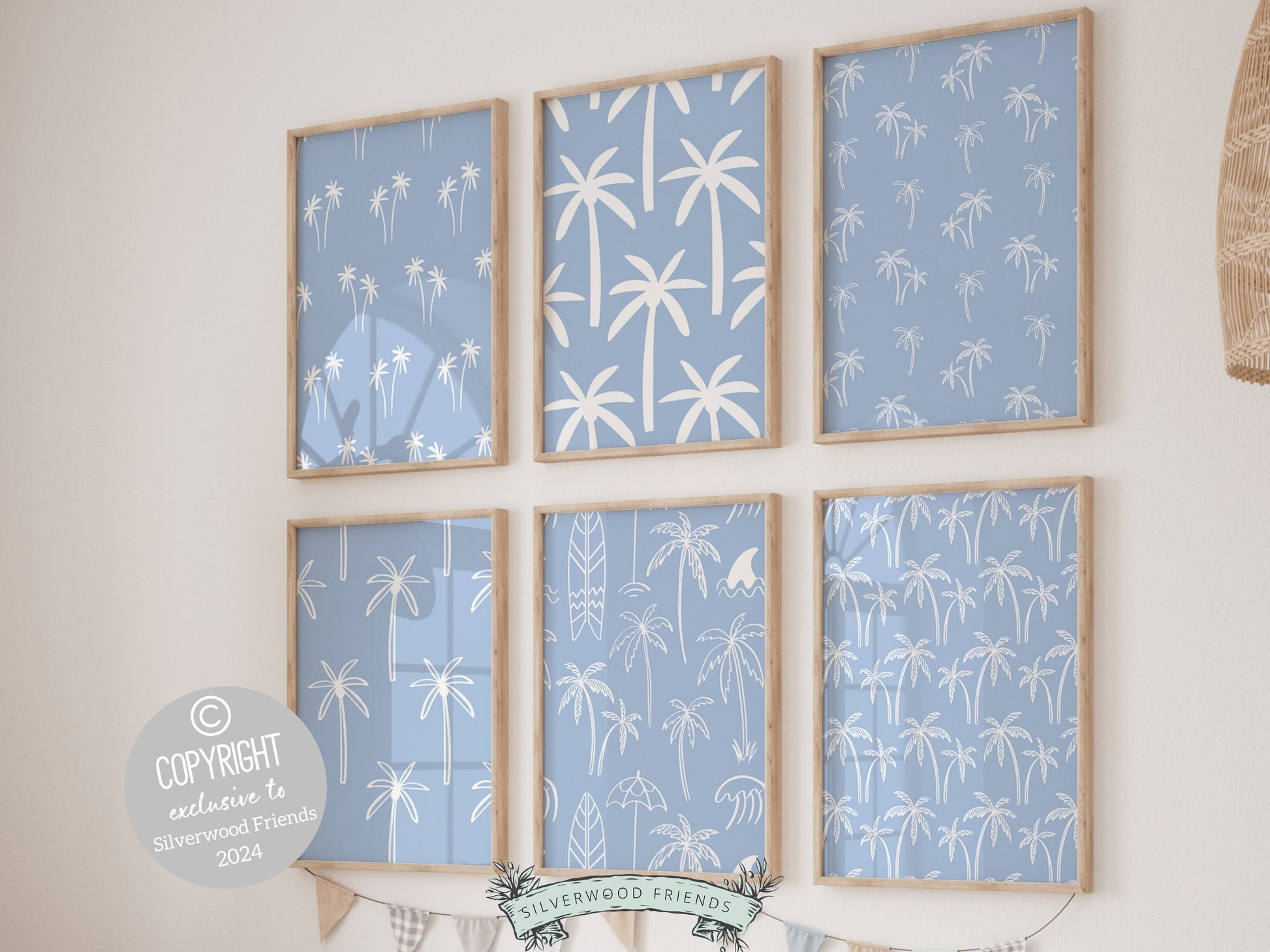Palm Tree Prints, Beachy Nursery Wall Art, Surf Nursery Prints, Beach House Wall Decor, Kids Trendy Coastal Surfing Room Decor Digital Print