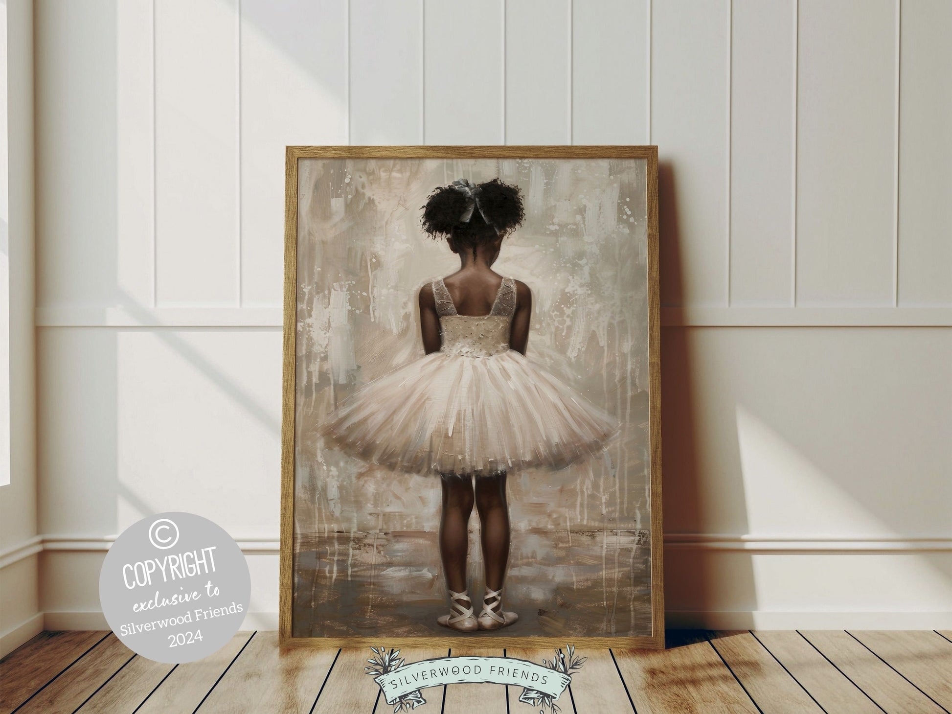 Black Ballerina Nursery Print featuring an adorable little black ballerina. Perfect for your ballet themed nursery or dance inspired bedroom, this print inspires imagination and fosters a love for ballet and dreams of graceful twirls.