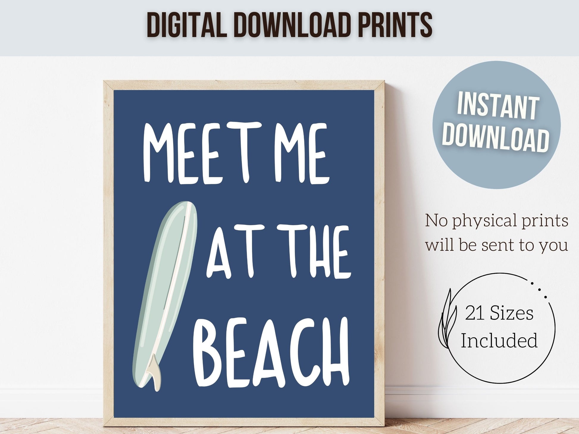 Navy Blue Surfboard Palm Tree Print, Beachy Dorm Room Wall Art, Surf Nursery Wall Art,Navy Blue Beach House Surfing Room Decor Digital Print