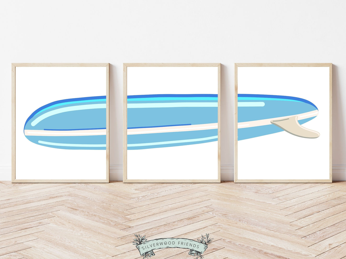 Blue Surfboard Nursery Print, Baby Boy Beachy Nursery Wall Art, Boys Coastal Room Decor, Kids Beach House Surfing Room Decor Digital Prints