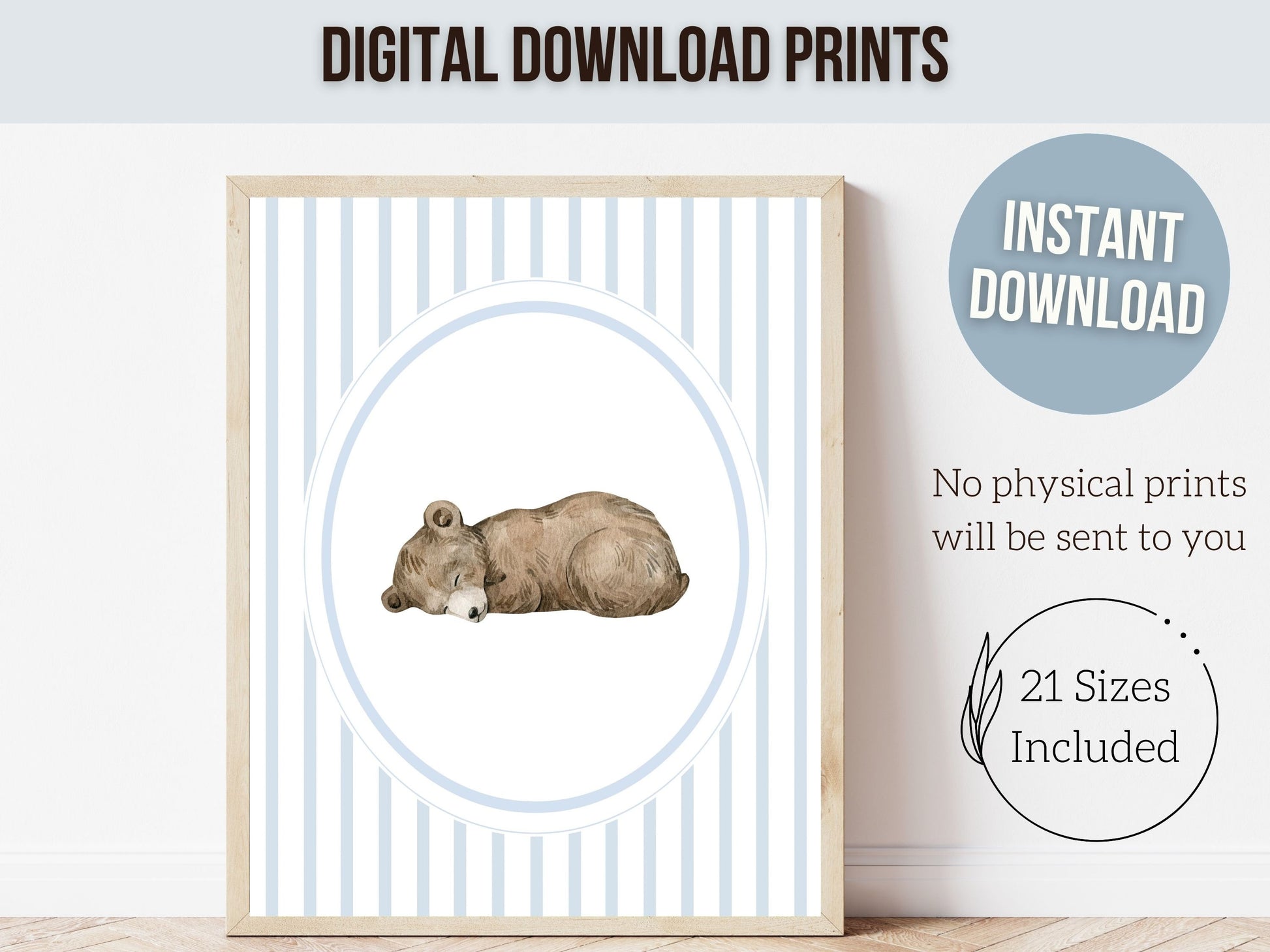 ORIGINAL Baby Bear Nursery Prints, Baby Boy Woodland Bear Nursery Decor, Baby Bear Nursery Wall Art, Boys Woodland Nursery Digital Prints