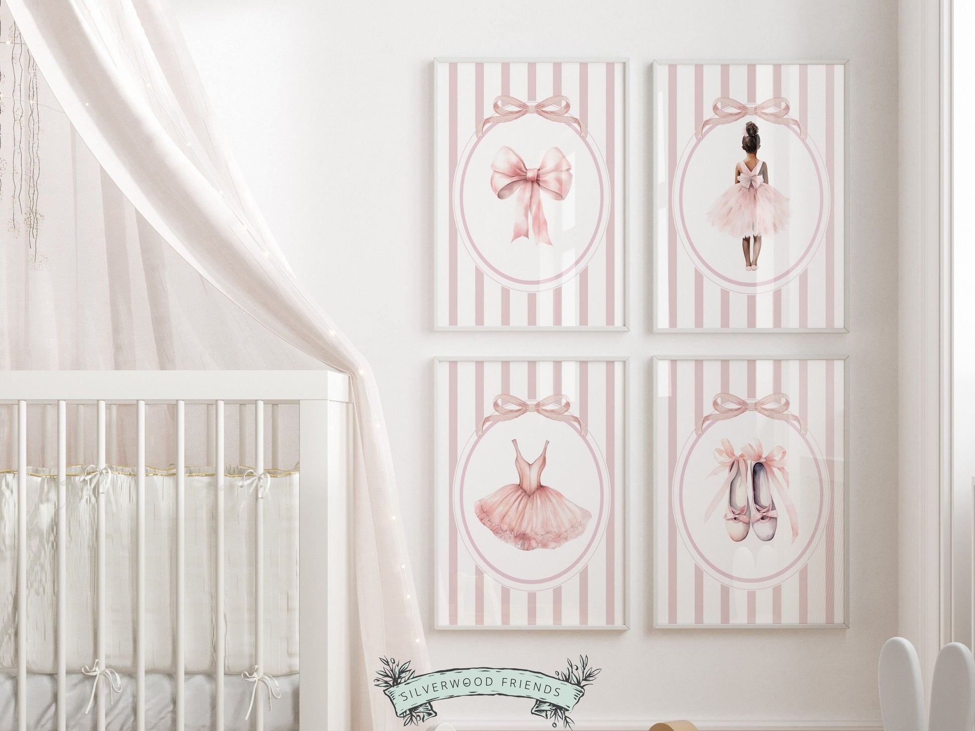 Baby Girl Ballet Nursery Print, African American Ballerina Nursery Decor, Newborn Ballet Gift,Little Black Girl Ballet Nursery Digital Print