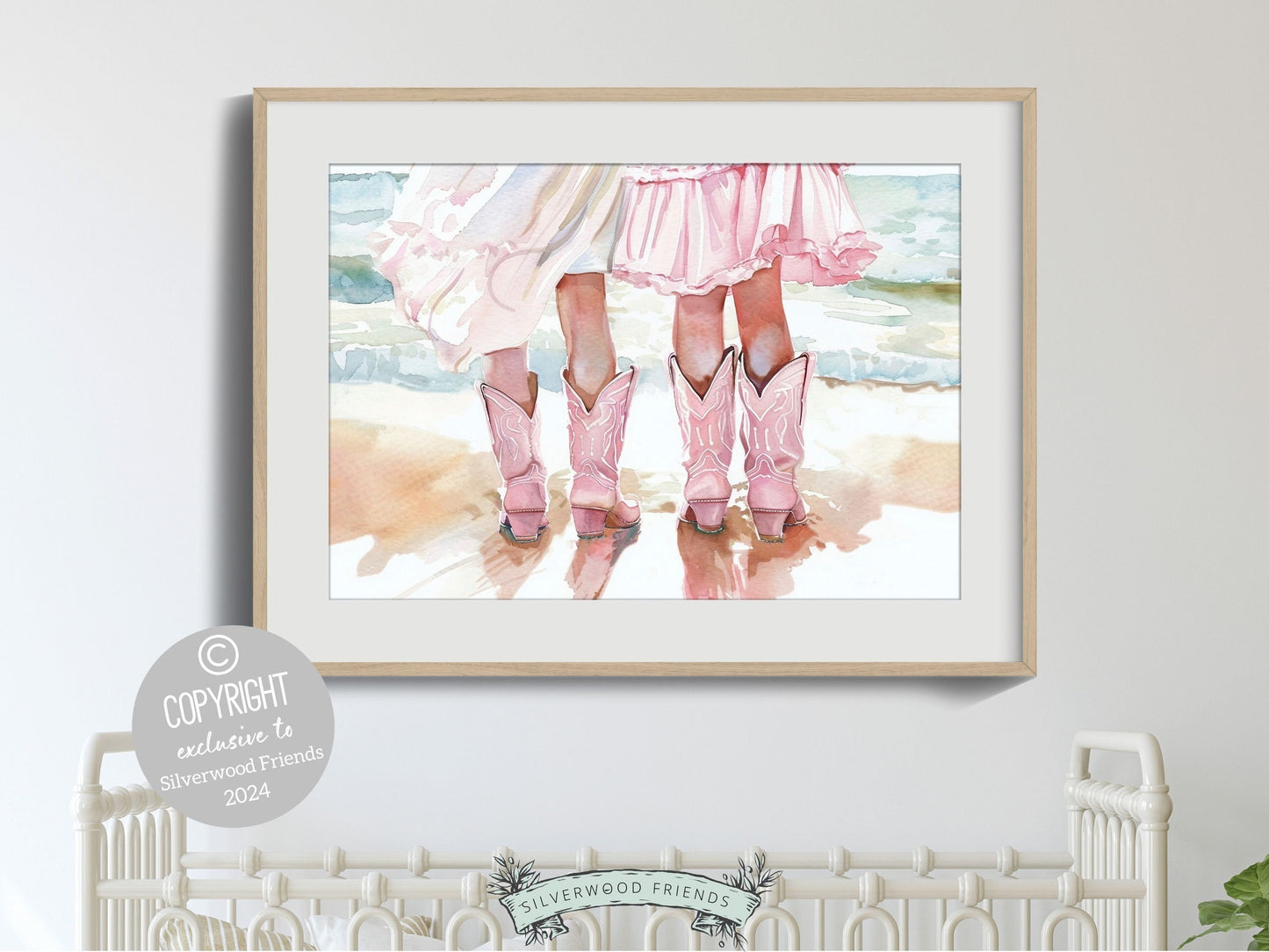 Coastal Cowgirl Nursery Print, Baby Girl Cowgirl Western Nursery Decor, Trendy Pink Cowgirl Boots Print,Girly Tween Room Decor Digital Print
