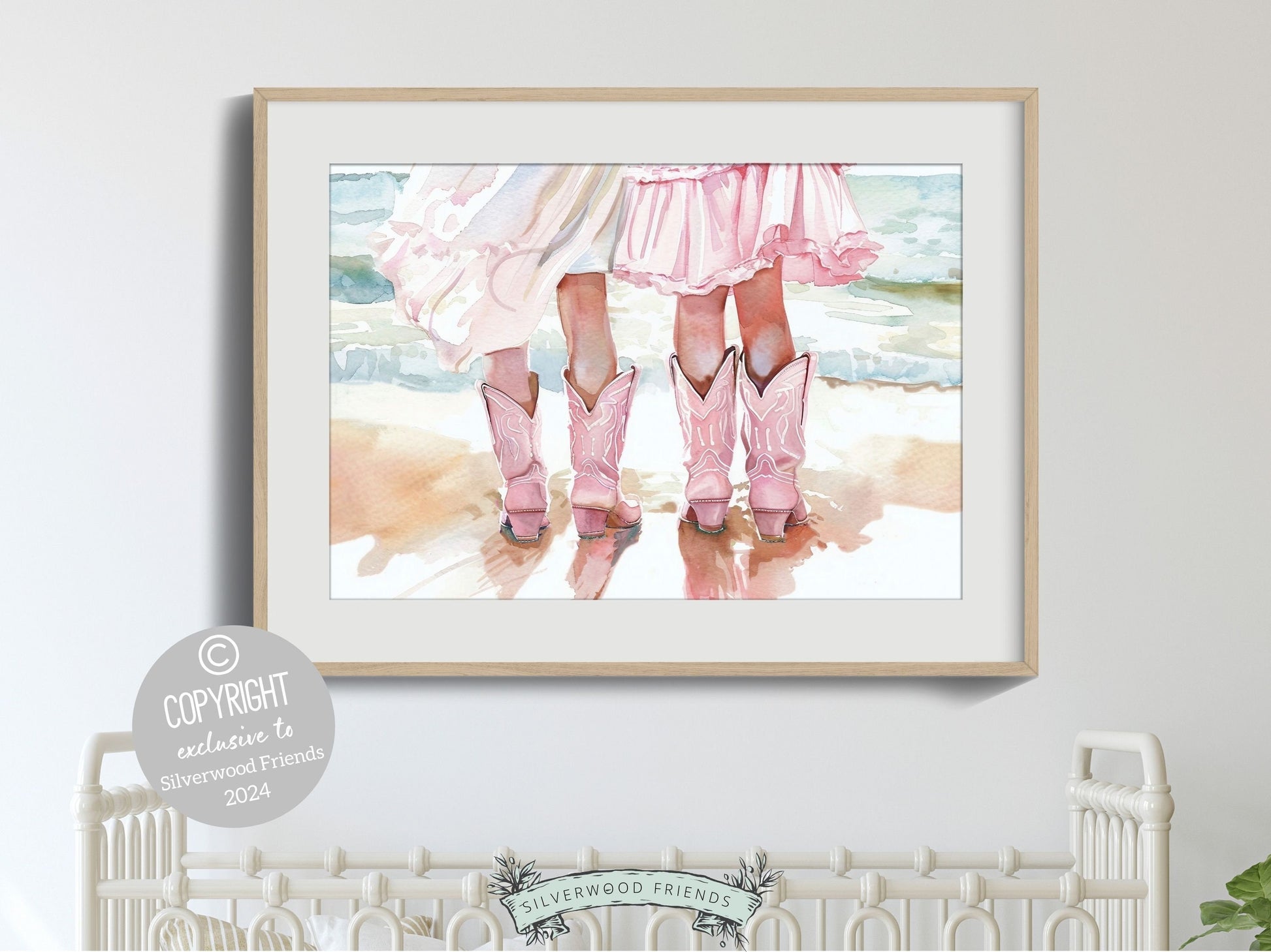 Coastal Cowgirl Nursery Print, Baby Girl Cowgirl Western Nursery Decor, Trendy Pink Cowgirl Boots Print,Girly Tween Room Decor Digital Print
