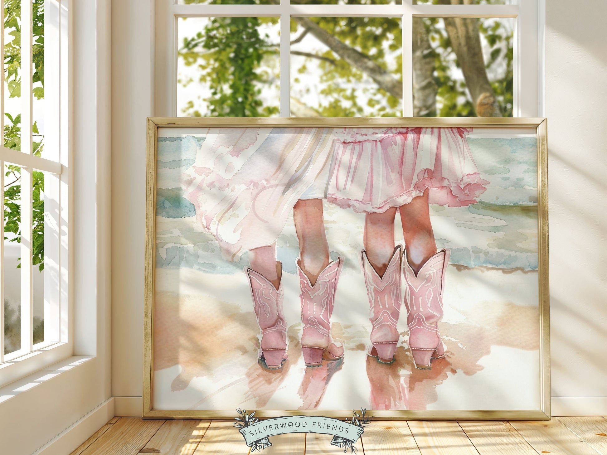 Coastal Cowgirl Nursery Print, Baby Girl Cowgirl Western Nursery Decor, Trendy Pink Cowgirl Boots Print,Girly Tween Room Decor Digital Print