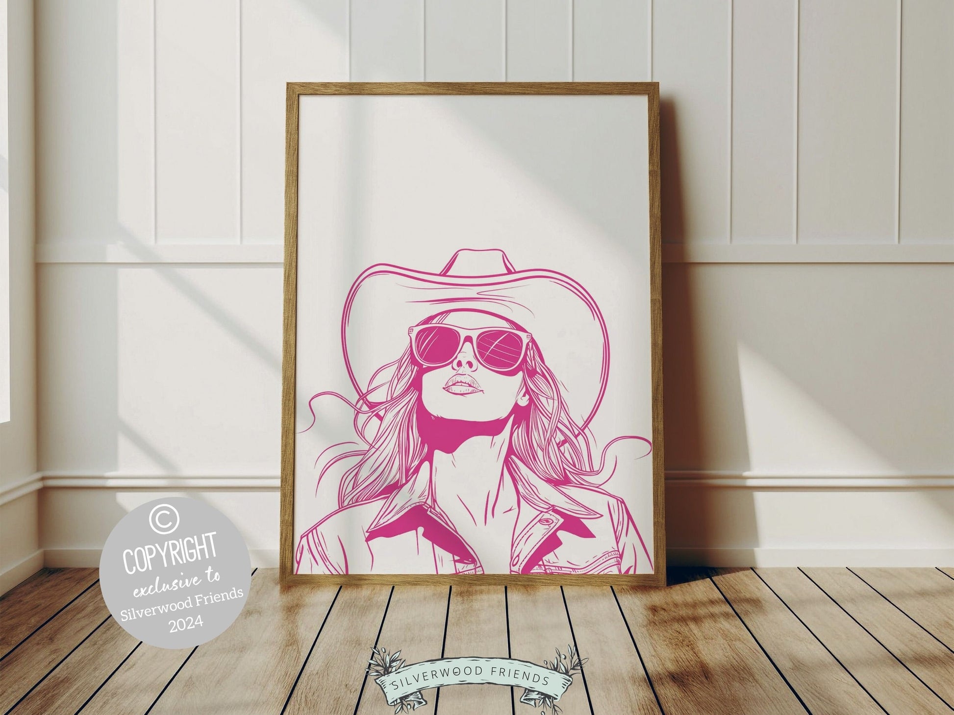 Pink Cowgirl Print, Minimalist Western Wall Art Print, Cowgirl Wall Art, Pink Western Wall Decor, Preppy Dorm Room Wall Decor Digital Print
