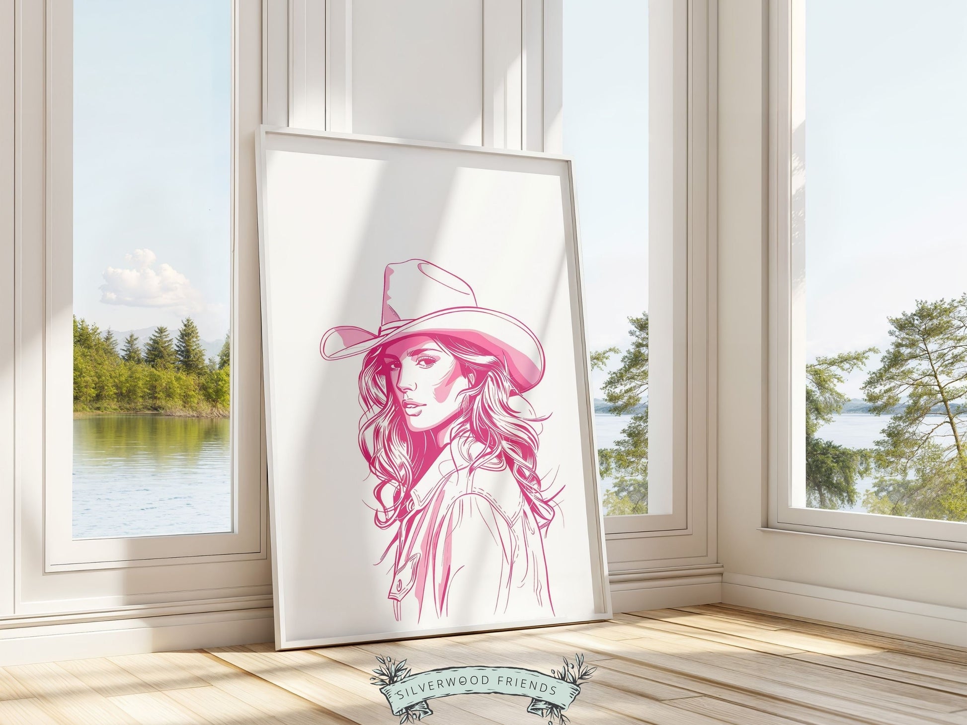 Pink Cowgirl Print, Minimalist Western Wall Art Print, Cowgirl Wall Art, Pink Western Wall Decor, Preppy Dorm Room Wall Decor Digital Print