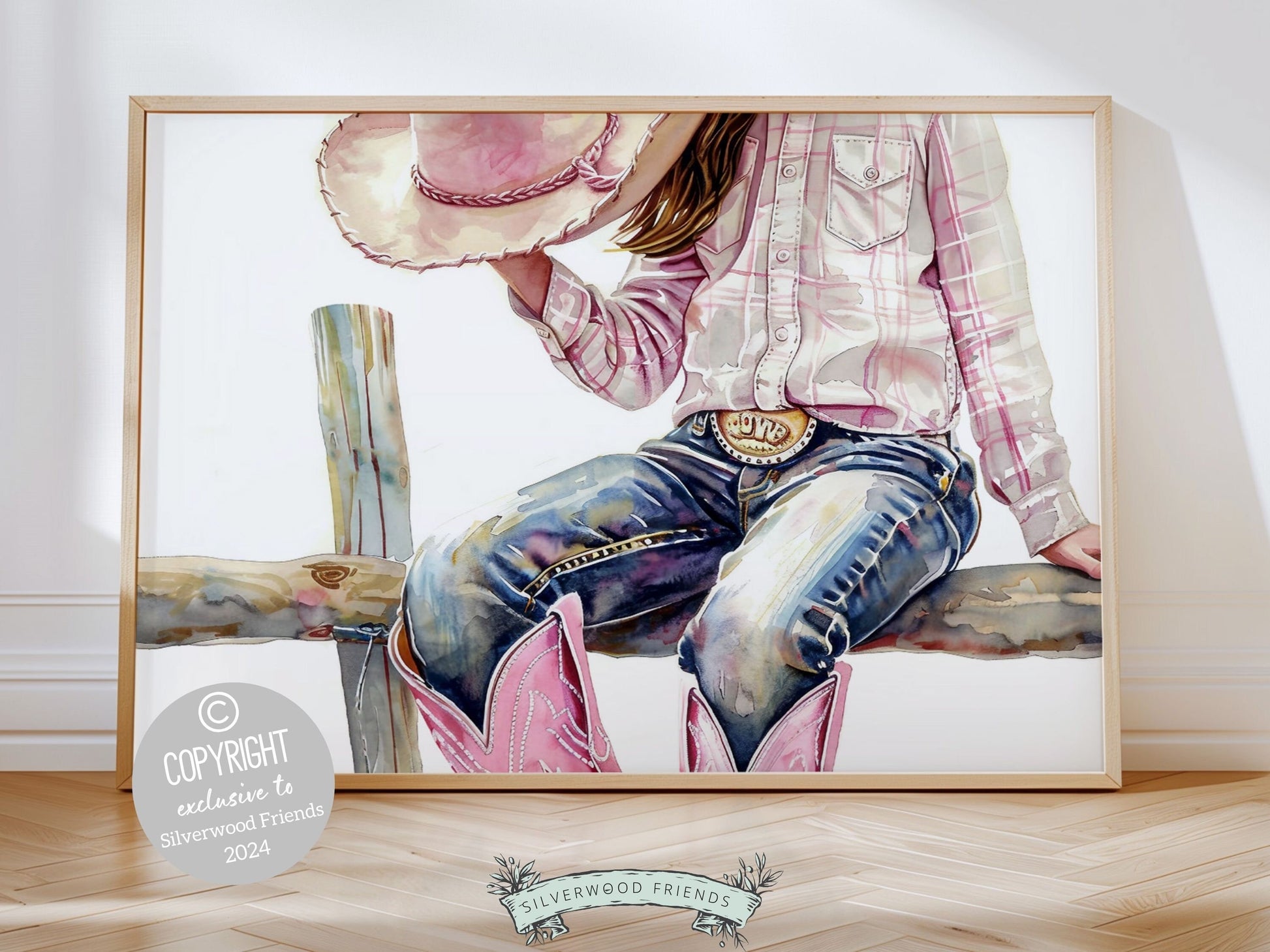 Pink Cowgirl Print, Cowgirl Nursery Decor, Trendy Girl Western Room Wall Decor, Girl Horse Riding Picture, Preppy Dorm Room Digital Print