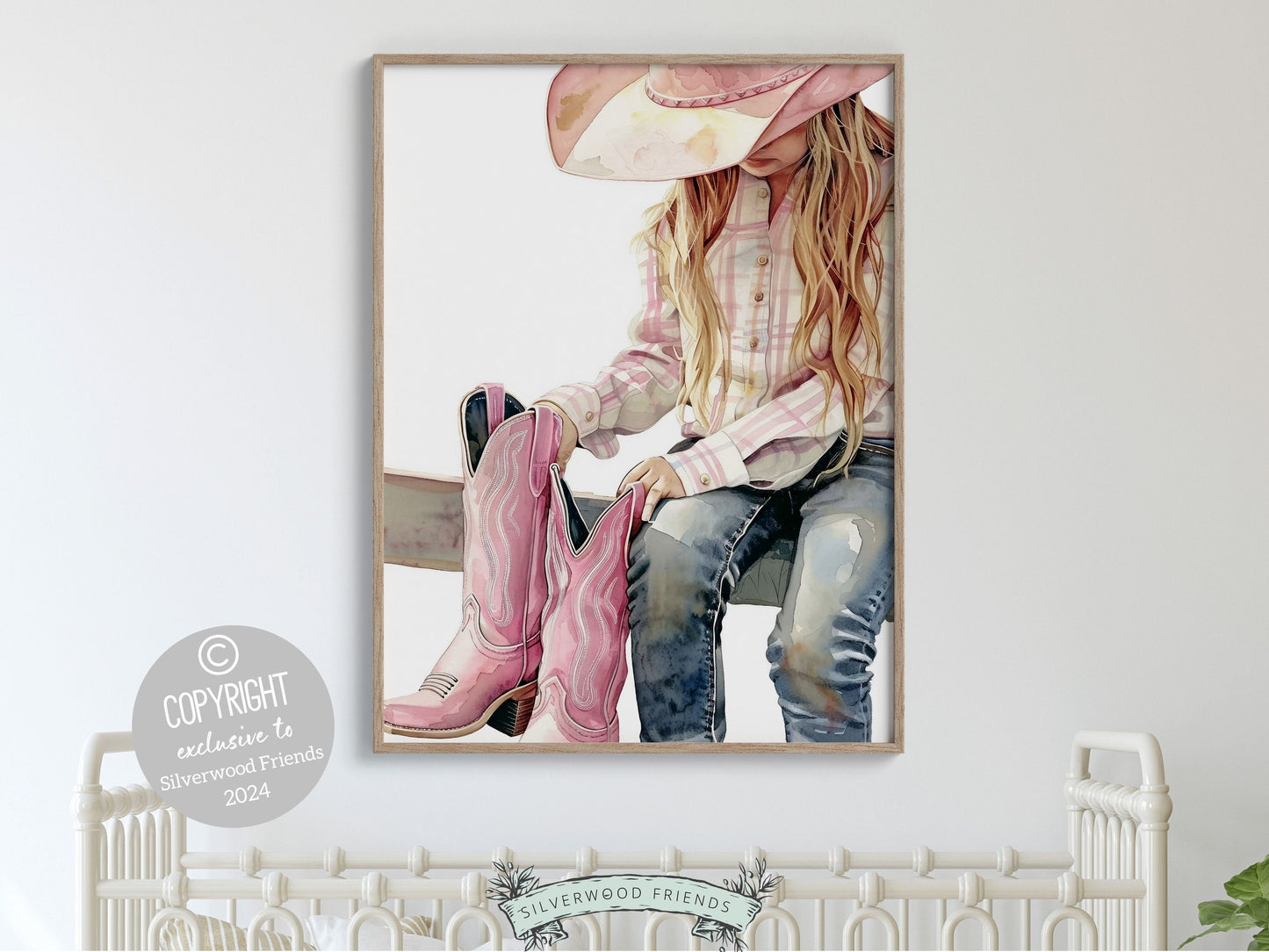 Cowgirl Nursery Print, Cowgirl Nursery Decor, Baby Girl Western Nursery Decor, Girl Horse Riding Picture, Little Girl Bedroom Digital Print