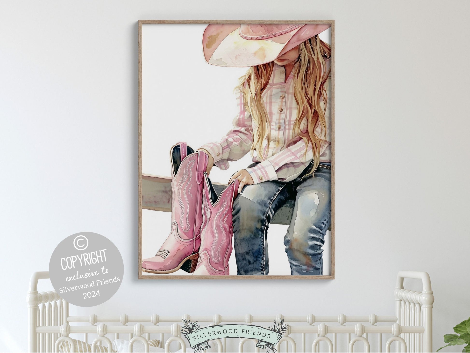 Cowgirl Nursery Print, Cowgirl Nursery Decor, Baby Girl Western Nursery Decor, Girl Horse Riding Picture, Little Girl Bedroom Digital Print