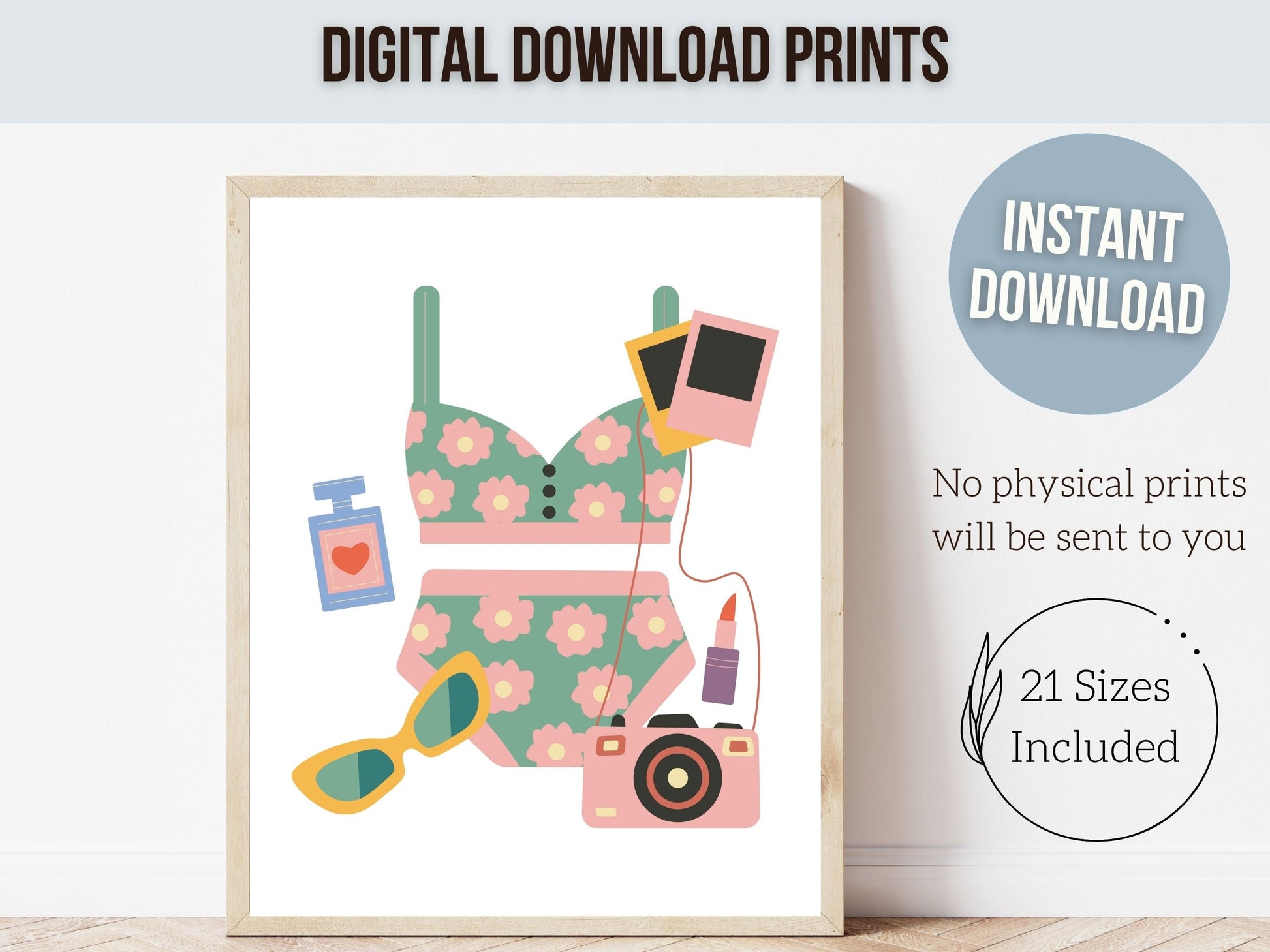 Trendy Retro Prints, Girls Colorful Surf Nursery Wall Art, Preppy Maximalist Dorm Room Decor, Girly Surfboard Teen Room Decor Digital Prints