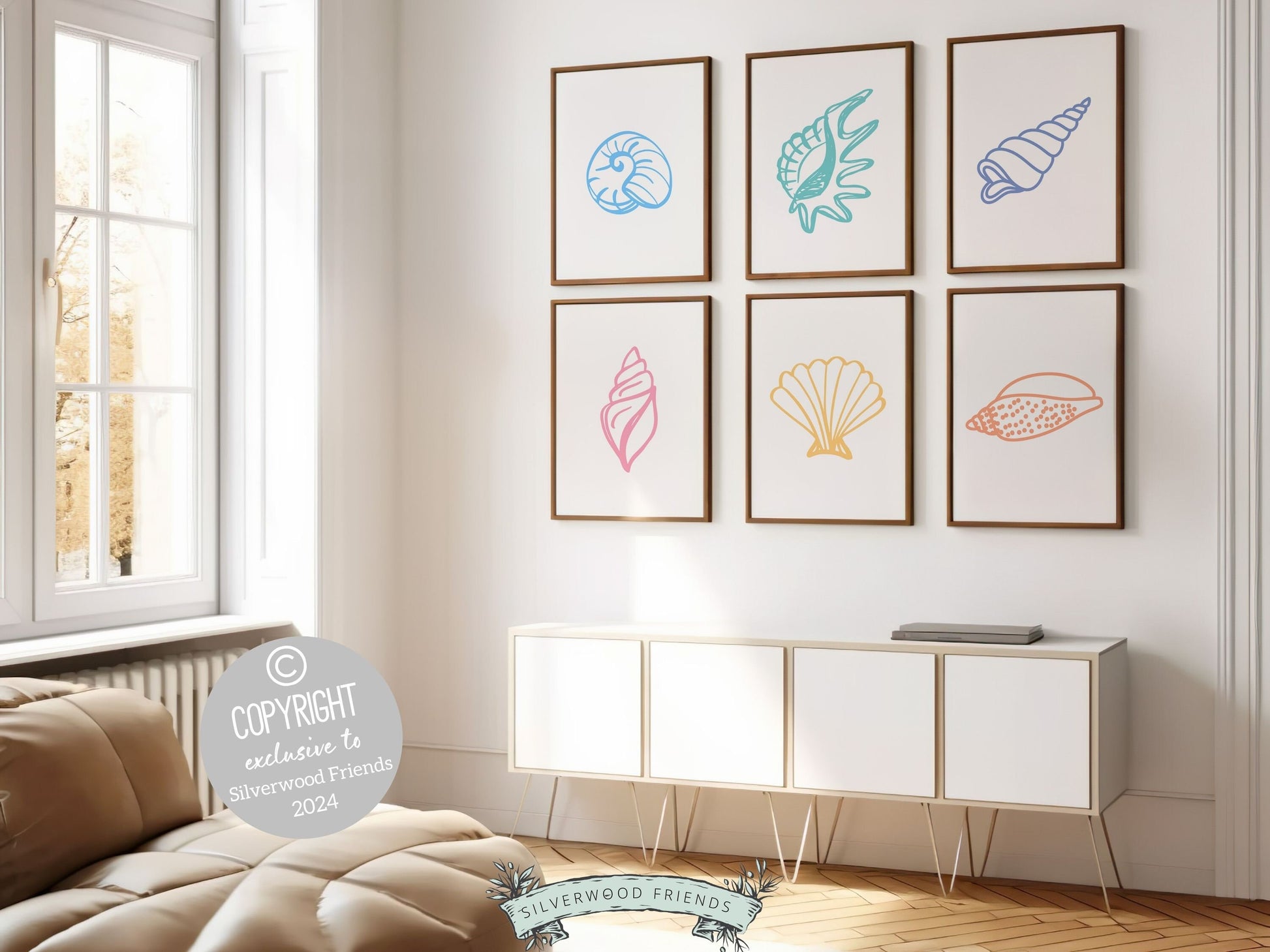 Seashell Coastal Prints, Beachy Wall Art, Pastel Ocean Nursery Print, Nautical Nursery Wall Art, Beach House Kids Room Decor Digital Prints