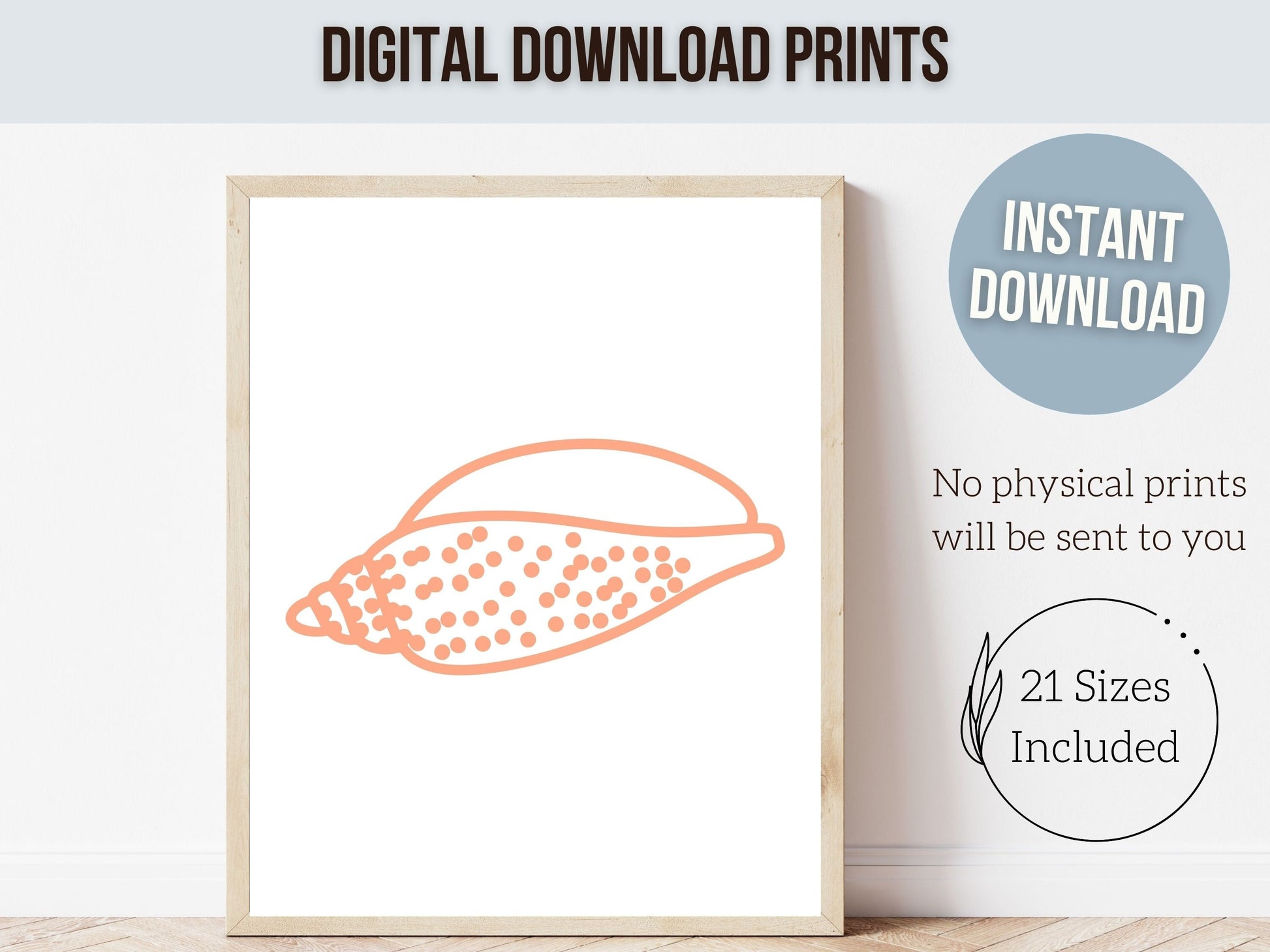 Seashell Coastal Prints, Beachy Wall Art, Pastel Ocean Nursery Print, Nautical Nursery Wall Art, Beach House Kids Room Decor Digital Prints