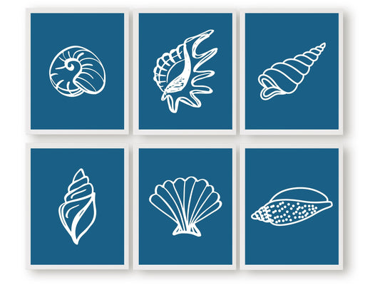 Seashell Coastal Prints, Beachy Wall Art, Under The Sea Nursery Print, Minimalist Nursery Wall Art Beach House Kids Room Decor Digital Print