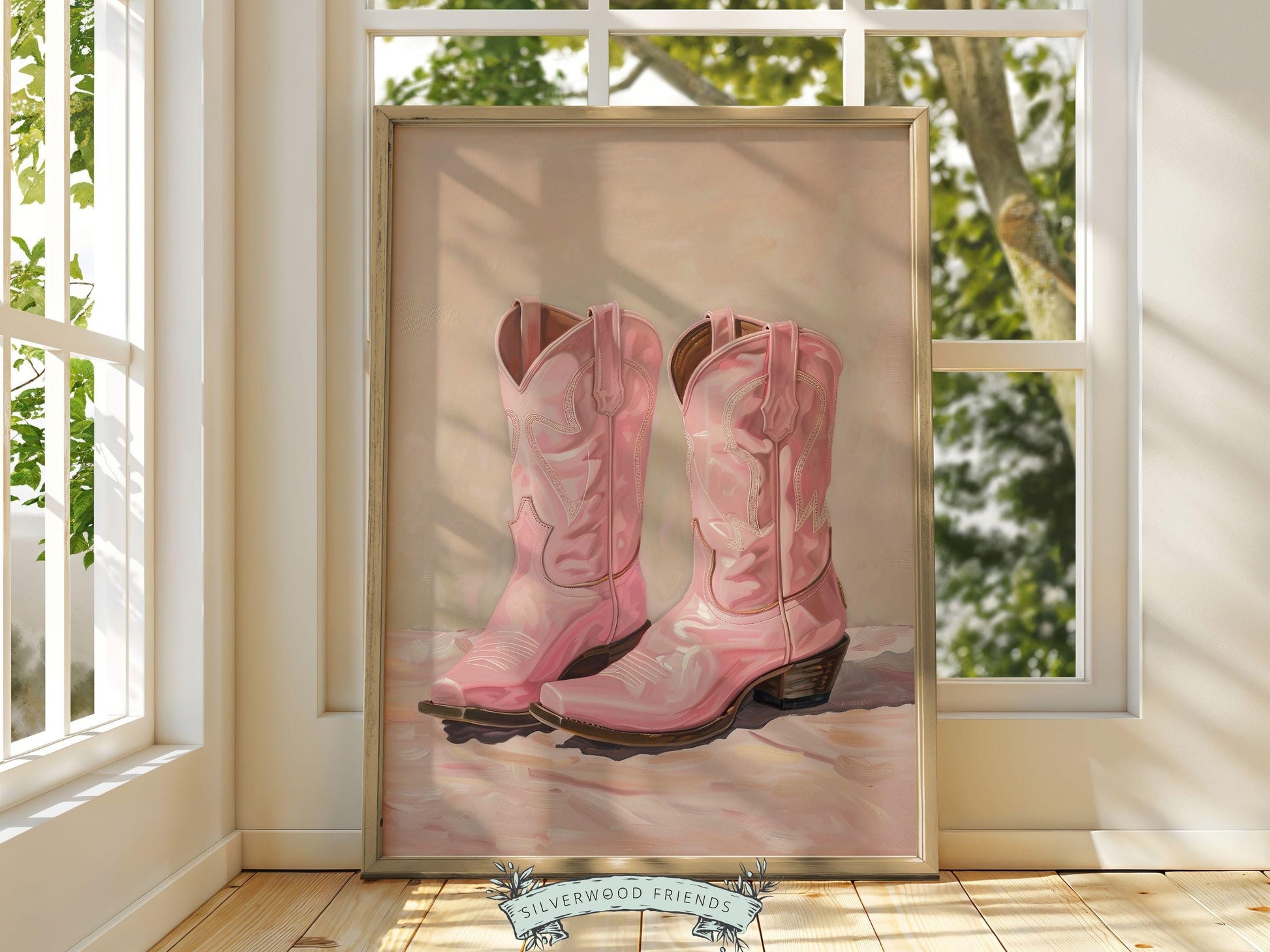 Pink Cowgirl Boots Print, Girly Coastal Cowgirl Print, Trendy Western Aesthetic Dorm Room Wall Decor, Preppy Teen Girl Room Digital Print