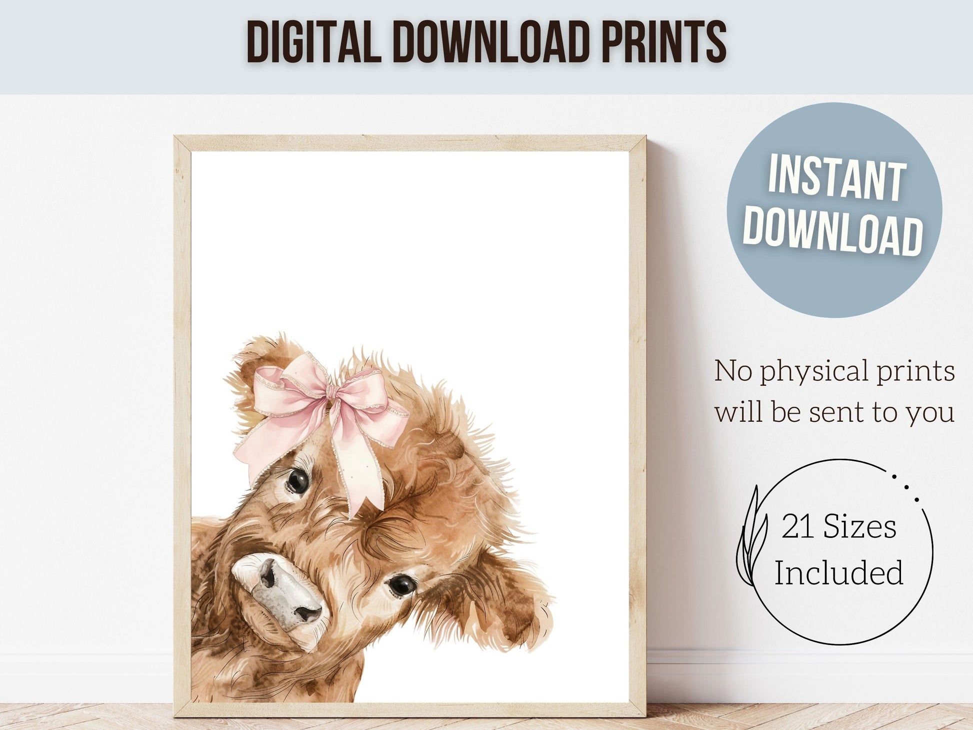 Peeking Highland Cow Nursery Print, Girl Pink Highland Cow Nursery Decor, Baby Highland Cow Picture, Girls Farm Bedroom Decor Digital Print