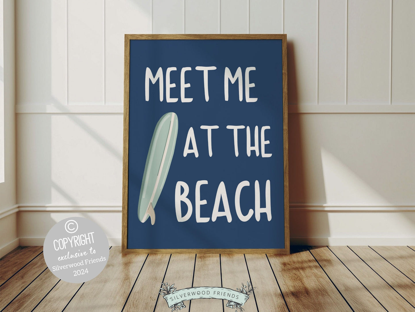 Navy Blue Surfboard Palm Tree Print, Beachy Dorm Room Wall Art, Surf Nursery Wall Art,Navy Blue Beach House Surfing Room Decor Digital Print