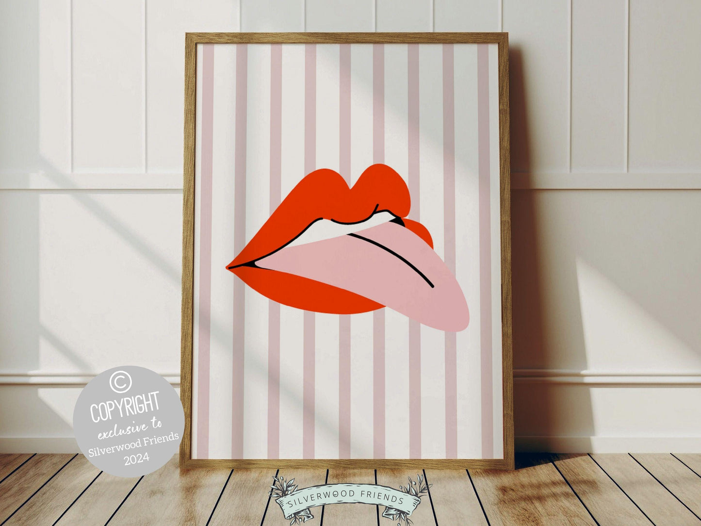 Red Lipstick Lips Print, Coastal Cowgirl Aesthetic, Beachy Coconut Girl Trendy College Dorm Room Wall Decor Preppy Teen Poster Digital Print