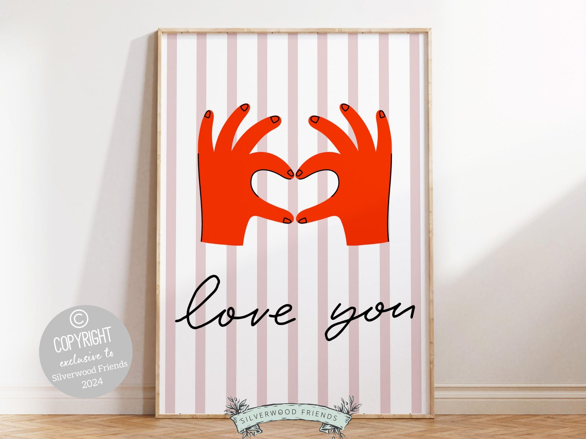 Love You Hand Sign Print, Girly Aesthetic Wall Art, Romantic Love Quote Trendy College Dorm Room Wall Decor Preppy Teen Poster Digital Print