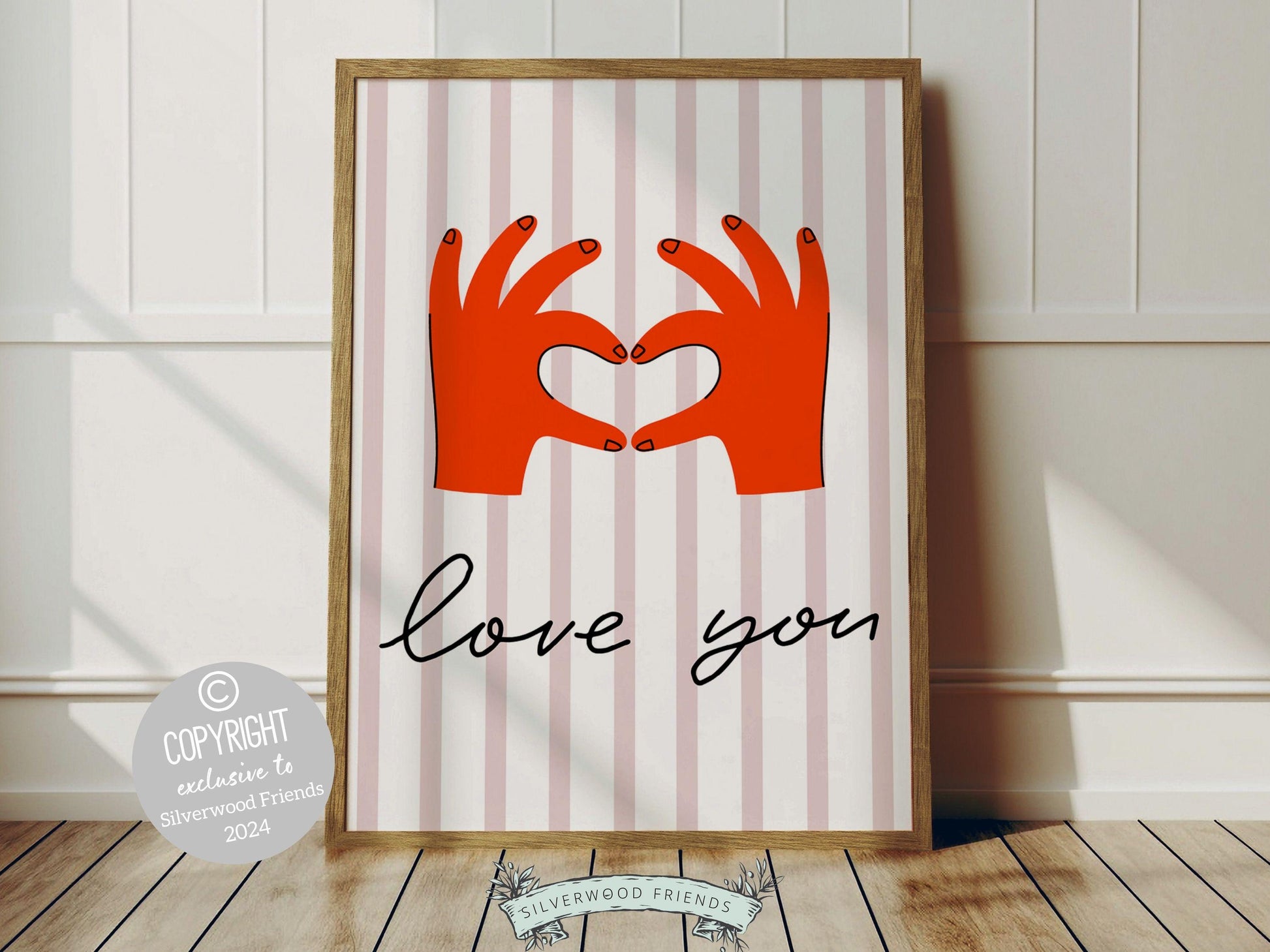 Love You Hand Sign Print, Girly Aesthetic Wall Art, Romantic Love Quote Trendy College Dorm Room Wall Decor Preppy Teen Poster Digital Print