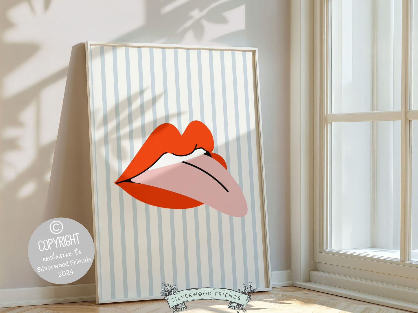 Red Lipstick Lips Print, Coastal Cowgirl Aesthetic, Beachy Coconut Girl Trendy College Dorm Room Wall Decor Preppy Teen Poster Digital Print