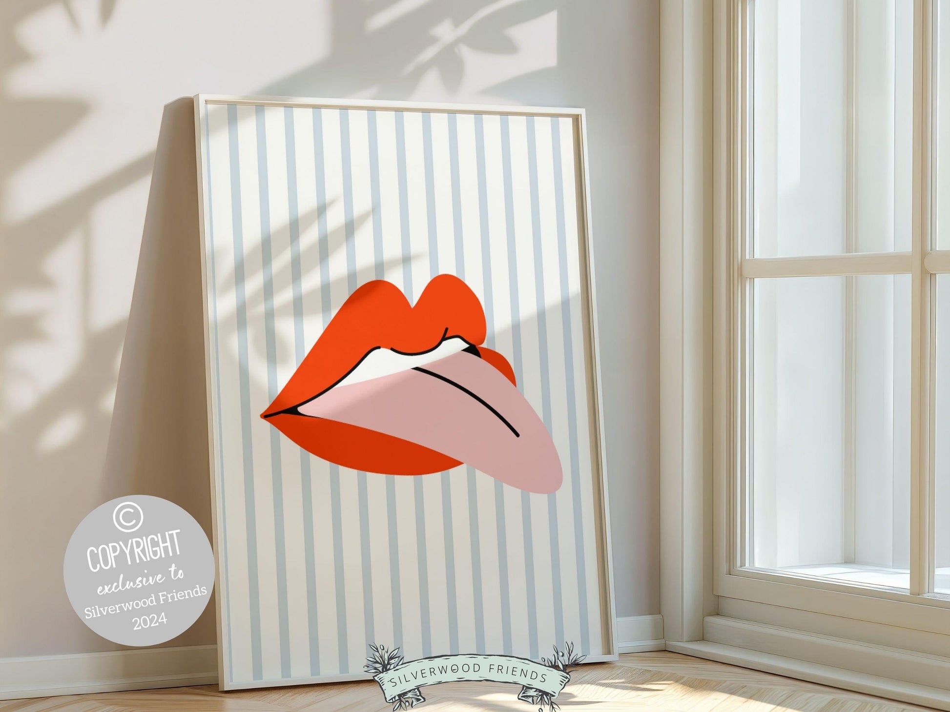 Red Lipstick Lips Print, Coastal Cowgirl Aesthetic, Beachy Coconut Girl Trendy College Dorm Room Wall Decor Preppy Teen Poster Digital Print