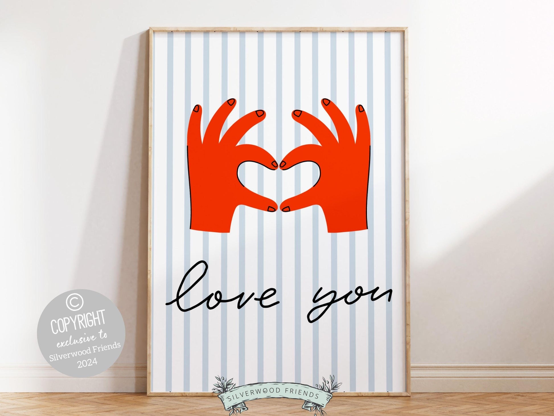 Love You Hand Sign Print, Girly Aesthetic Wall Art, Romantic Love Quote Trendy College Dorm Room Wall Decor Preppy Teen Poster Digital Print