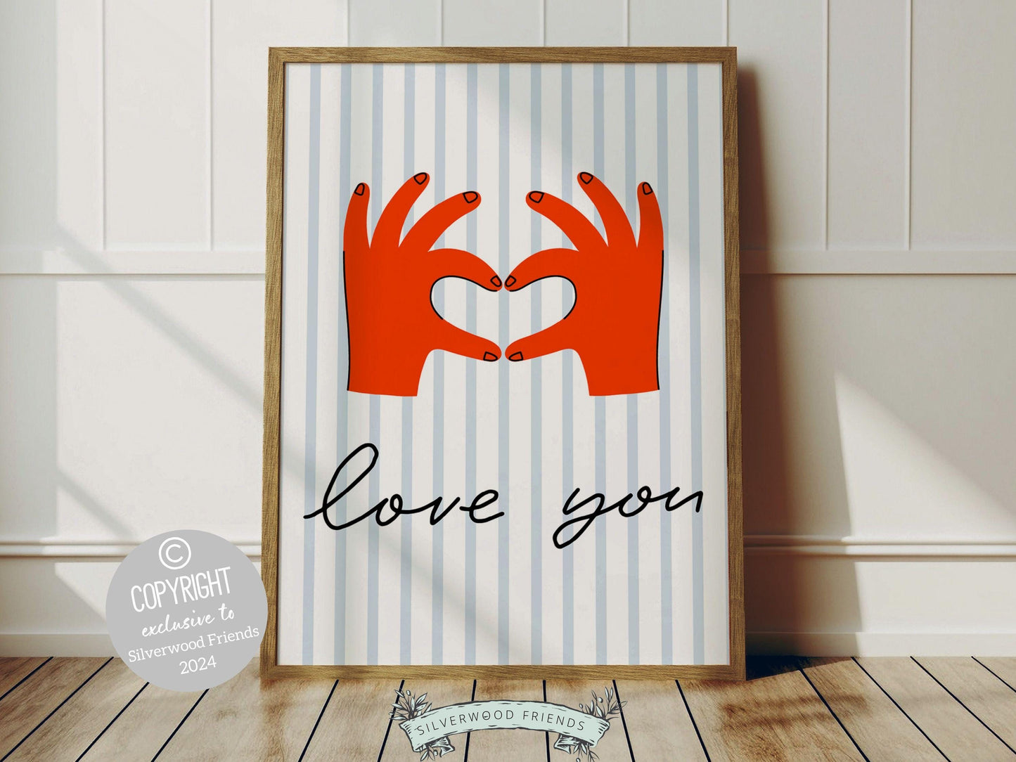 Love You Hand Sign Print, Girly Aesthetic Wall Art, Romantic Love Quote Trendy College Dorm Room Wall Decor Preppy Teen Poster Digital Print