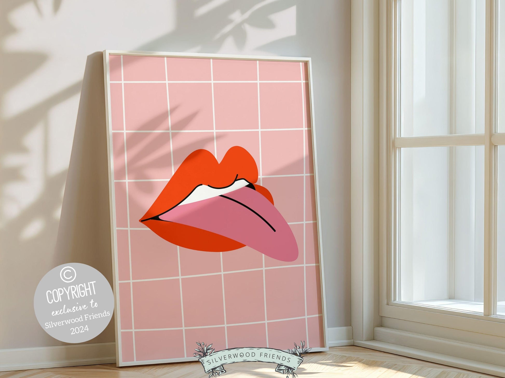 Red Lipstick Lips Print, Coastal Cowgirl Aesthetic, Beachy Coconut Girl Trendy College Dorm Room Wall Decor Preppy Teen Poster Digital Print
