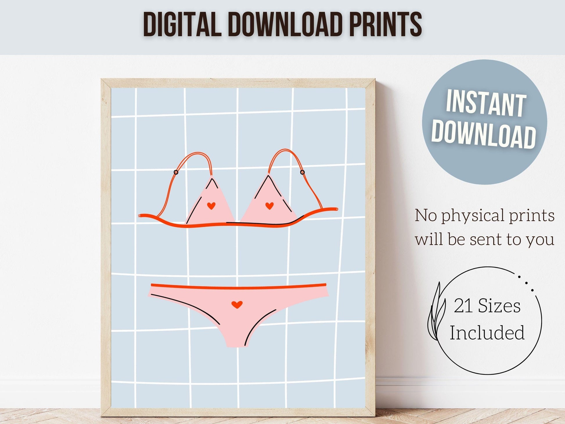 Bikini Print, Coastal Cowgirl Minimalist Aesthetic, Beachy Coconut Girl Preppy College Dorm Room Wall Decor Trendy Teen Poster Digital Print
