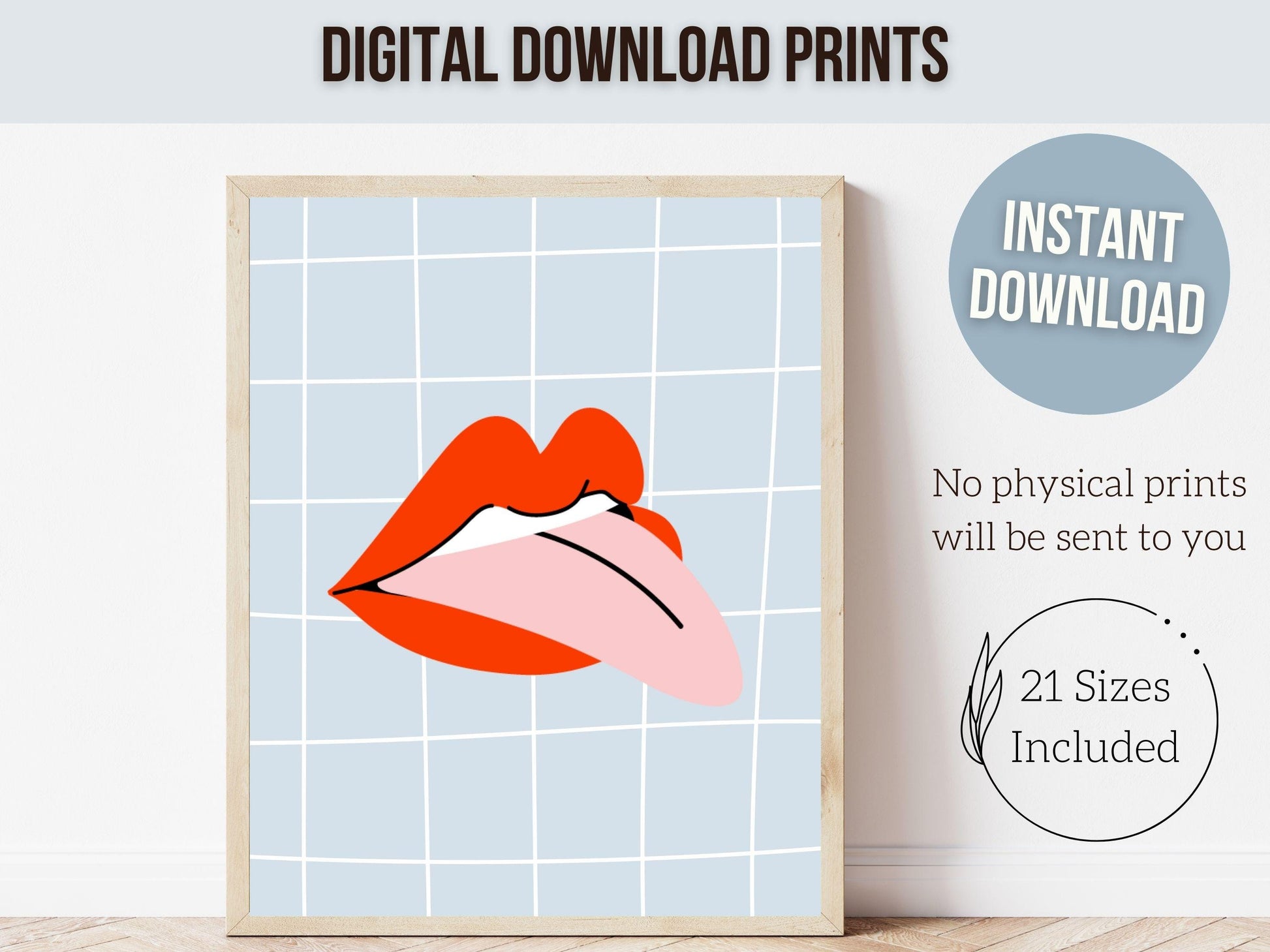 Red Lipstick Lips Print, Coastal Cowgirl Aesthetic, Beachy Coconut Girl Trendy College Dorm Room Wall Decor Preppy Teen Poster Digital Print