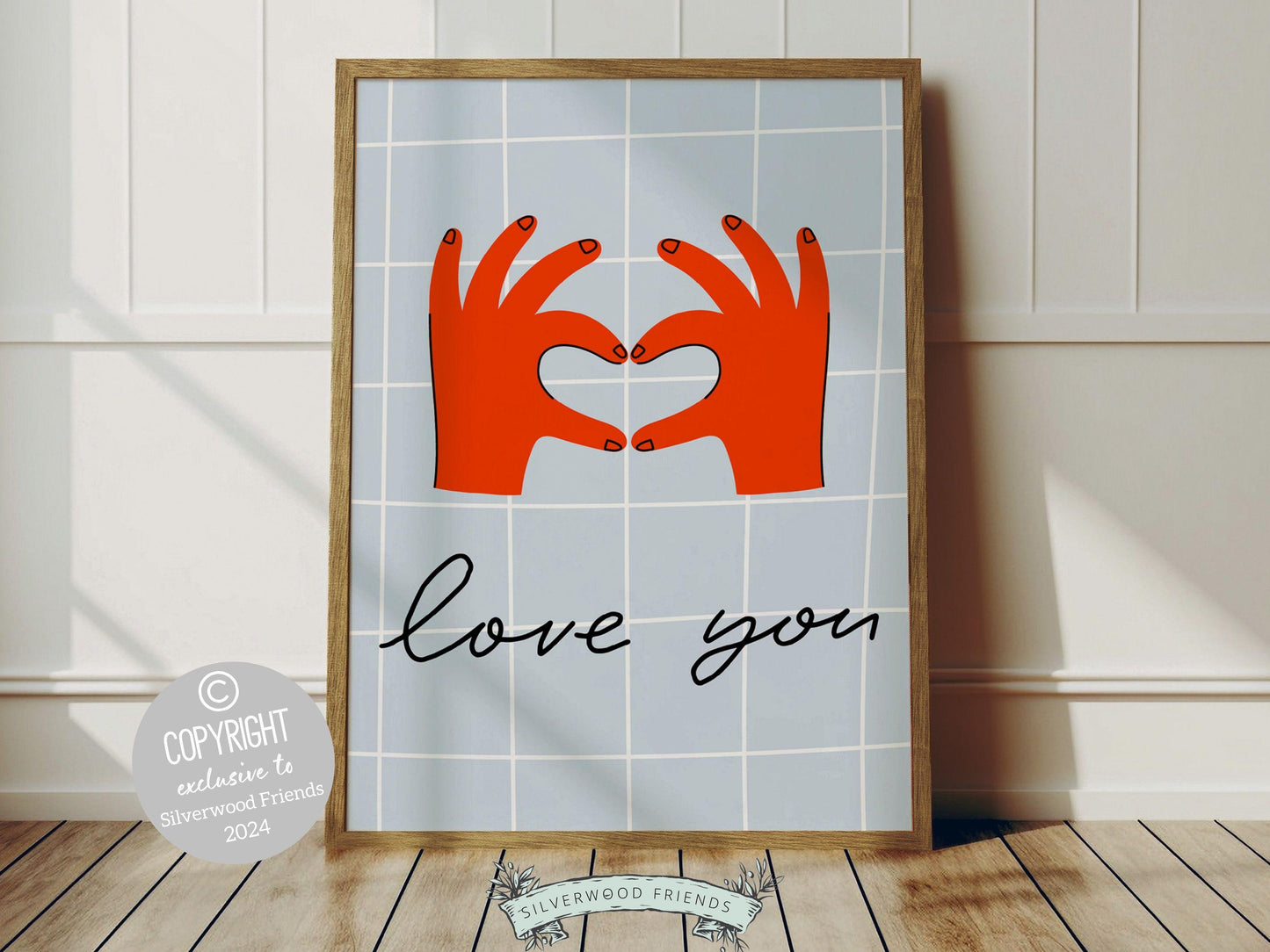 Love You Hand Sign Print, Girly Aesthetic Wall Art, Romantic Love Quote Trendy College Dorm Room Wall Decor Preppy Teen Poster Digital Print