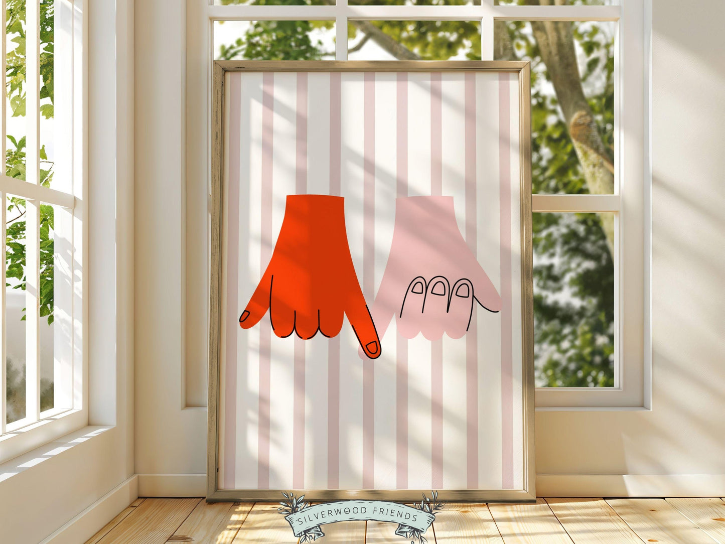Pinky Promise Print, Romantic Wall Art, Cute Teen Room Wall Decor, Trendy College Dorm Room Wall Decor Preppy Teen Room Poster Digital Print