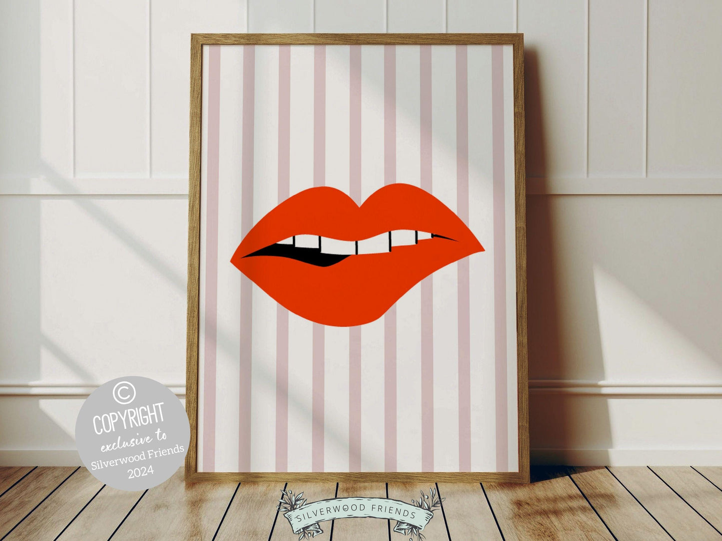 Red Lipstick Lips Print, Coastal Cowgirl Modern Aesthetic, Trendy Coconut Girl College Dorm Room Wall Decor Preppy Teen Poster Digital Print