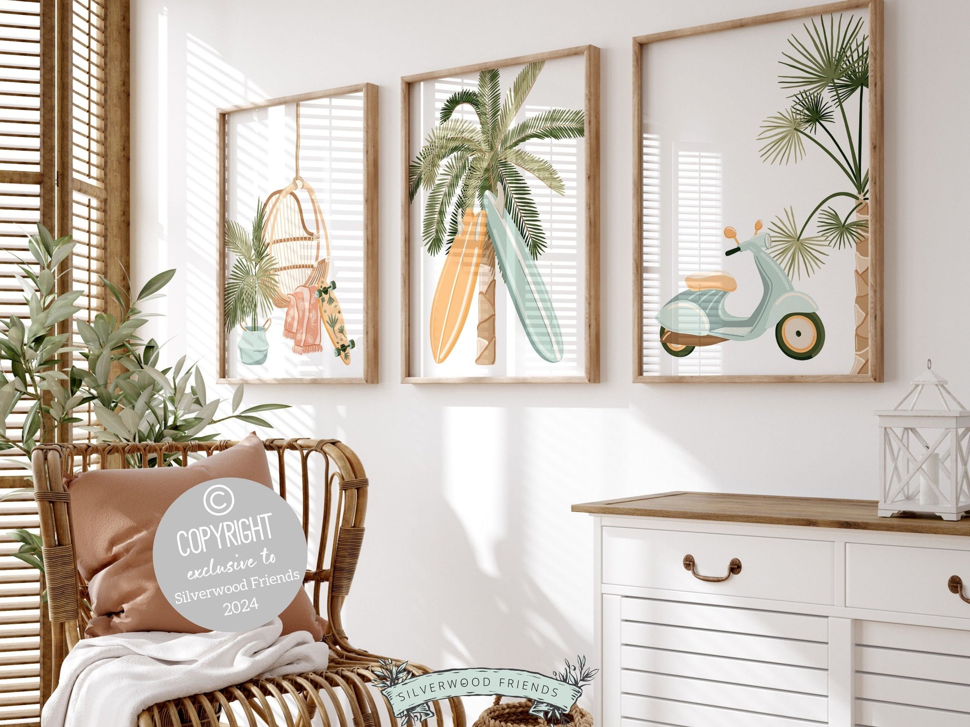 Surfboard Palm Tree Print, Baby Boy Surfing Nursery Wall Art, Boy Room Coastal Wall Decor, Beach House Surfing Room Wall Decor Digital Print