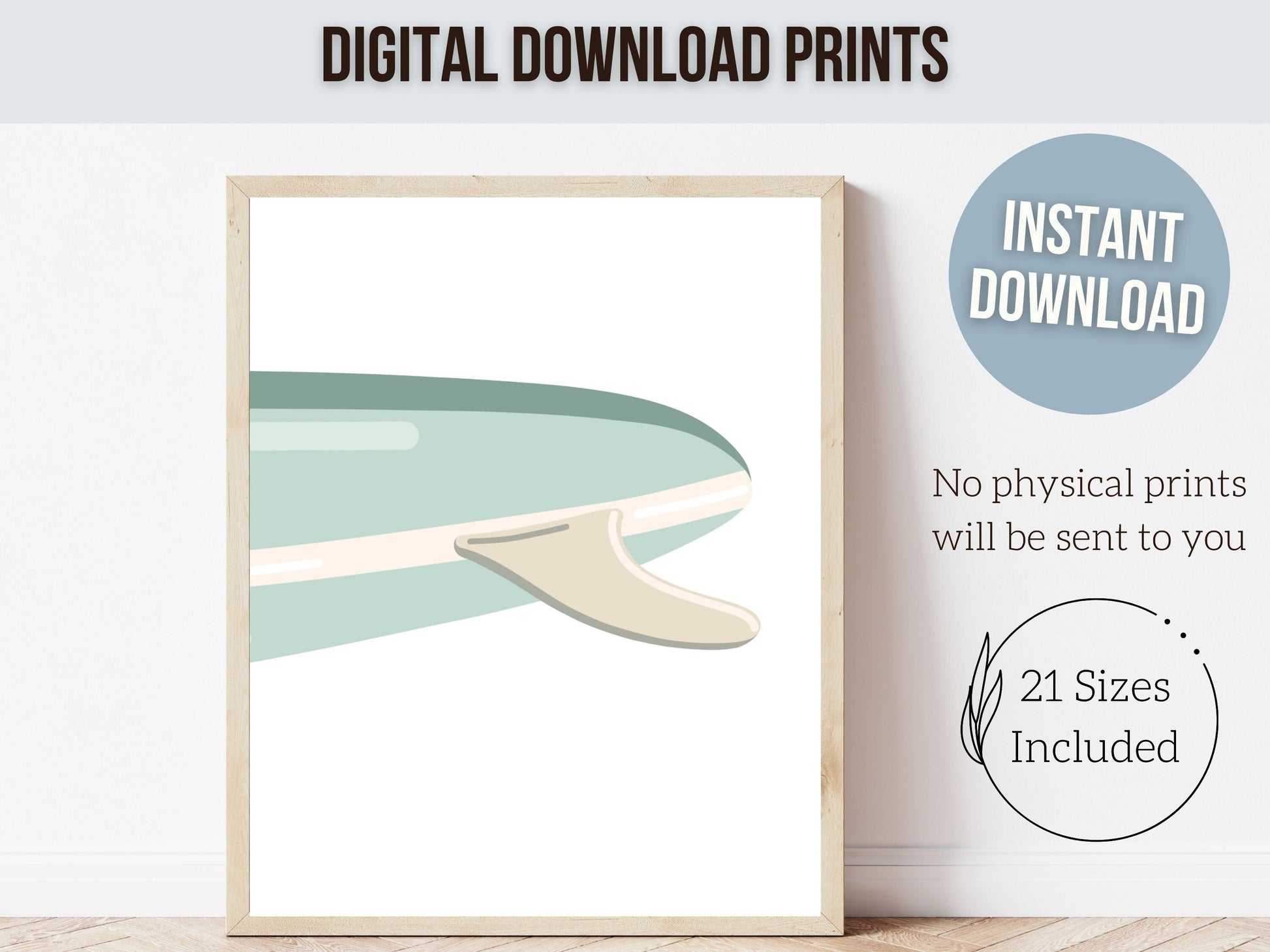 Green Surfboard Nursery Print, Beachy Minimalist Nursery Wall Art, Boy Coastal Room Decor, Kids Beach House Surfing Room Decor Digital Print