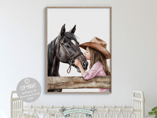 Horse Print, Cowgirl Nursery Print, Cowgirl Nursery Decor, Baby Girl Western Nursery Decor Horse Picture, Girls Horse Room Digital Print