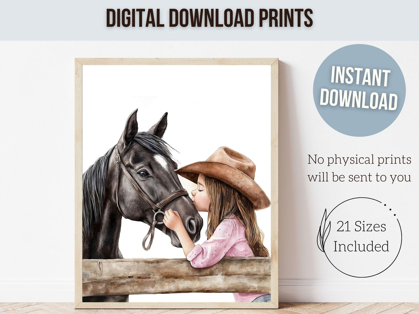Horse Print, Cowgirl Nursery Print, Cowgirl Nursery Decor, Baby Girl Western Nursery Decor Horse Picture, Girls Horse Room Digital Print