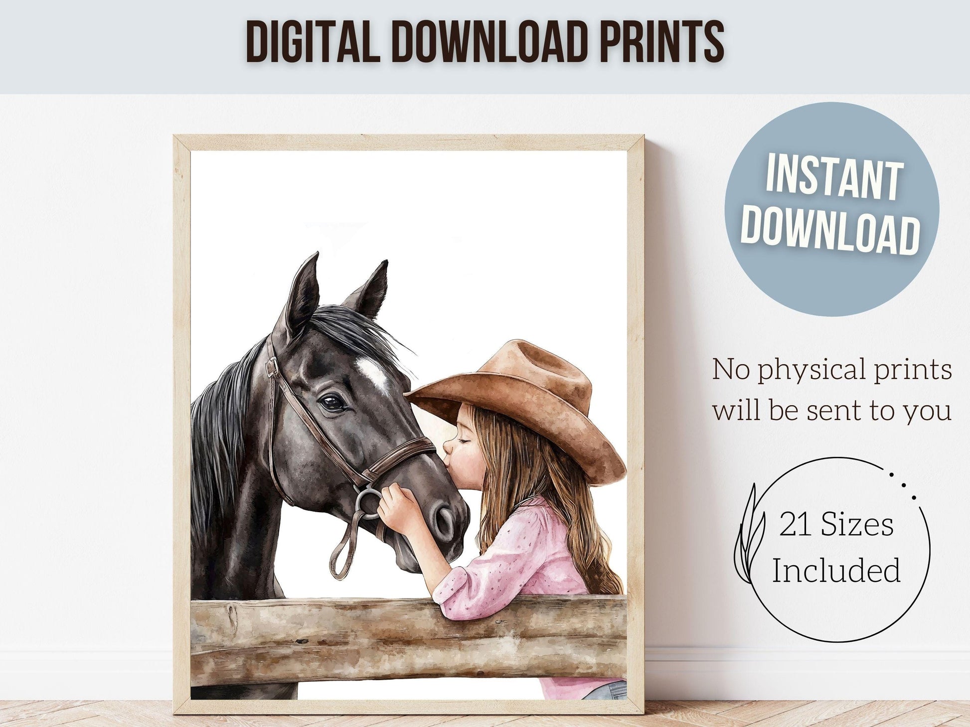 Horse Print, Cowgirl Nursery Print, Cowgirl Nursery Decor, Baby Girl Western Nursery Decor Horse Picture, Girls Horse Room Digital Print