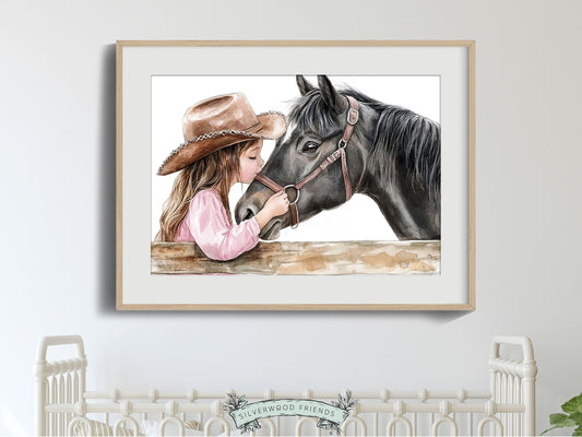 Horse Print, Cowgirl Nursery Print, Cowgirl Nursery Decor, Baby Girl Western Nursery Decor Horse Picture, Girls Horse Room Digital Print