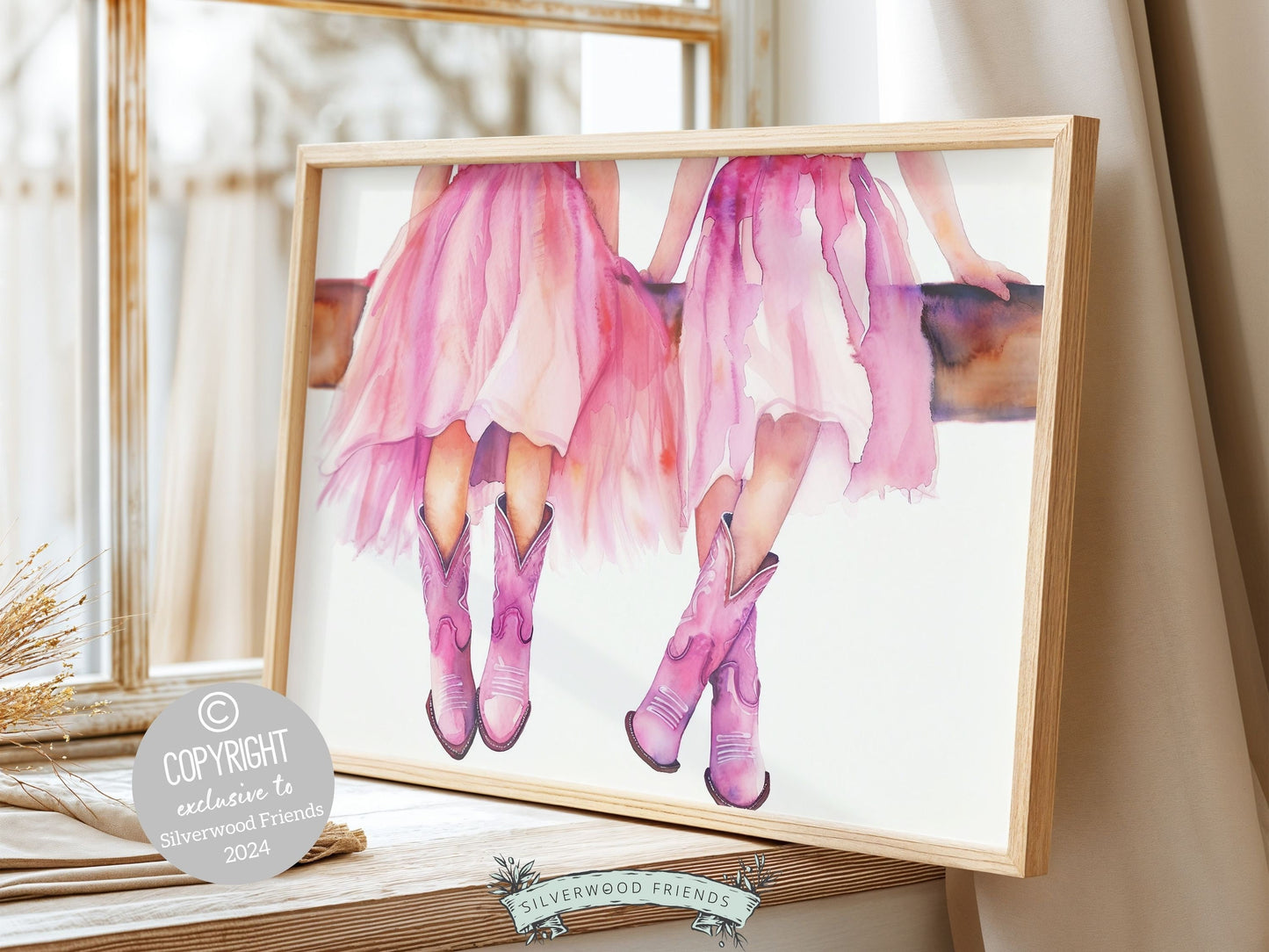 Pink Cowgirl Boot Print, Cowgirl Nursery Decor, Trendy Girl Western Room Wall Decor,Girl Horse Riding Picture Preppy Dorm Room Digital Print